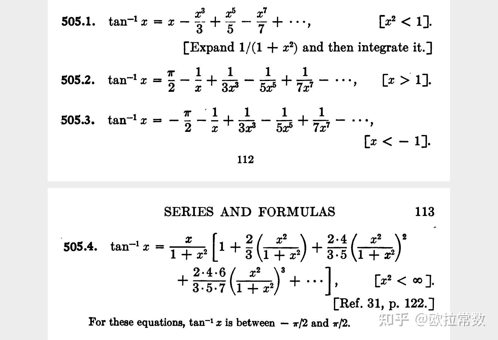 反正切函数arctanx的一些泰勒级数展开式与连分数展开式 知乎