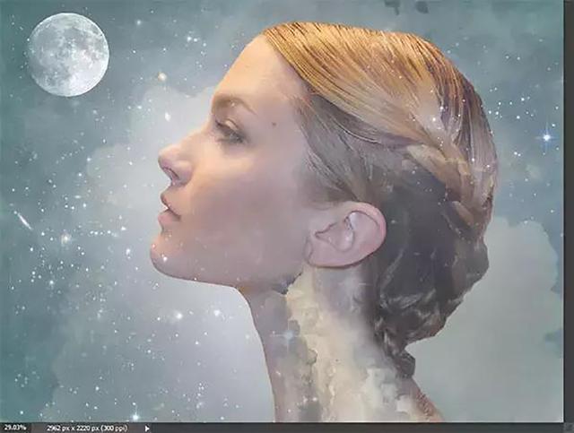 ps合成创意星空二次曝光效果人像照片附450集ps入门到大师教程