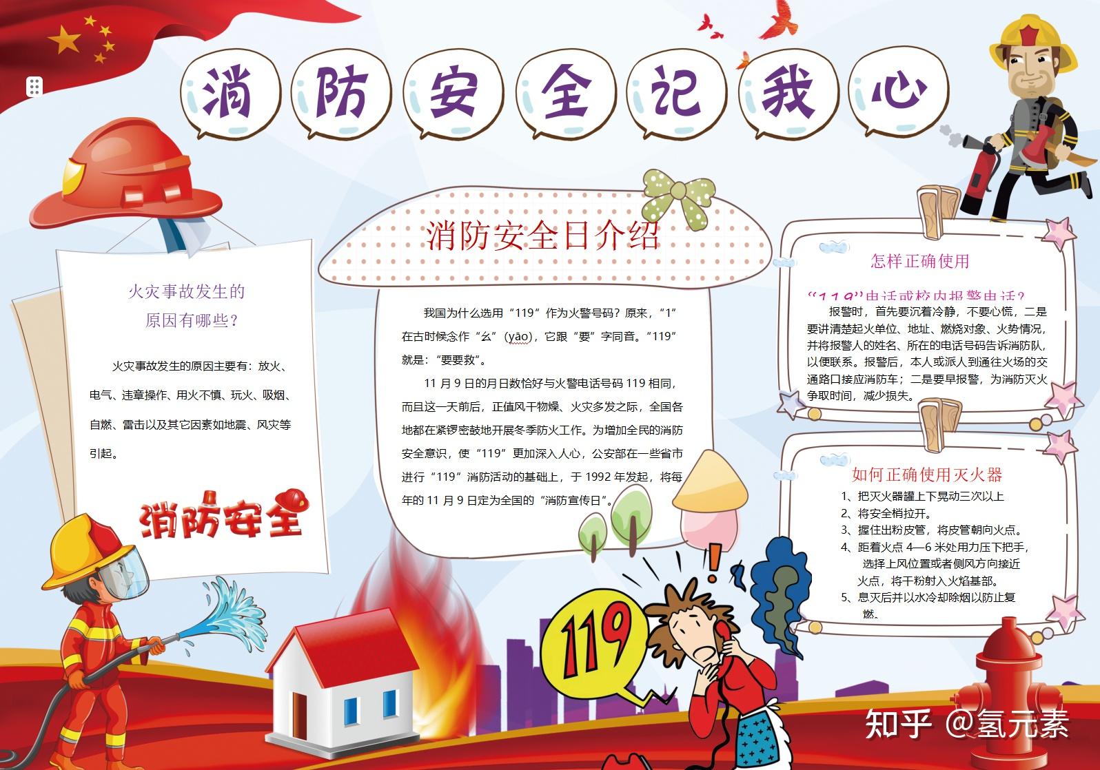 小学生消防安全宣传教育日课件以及手抄报