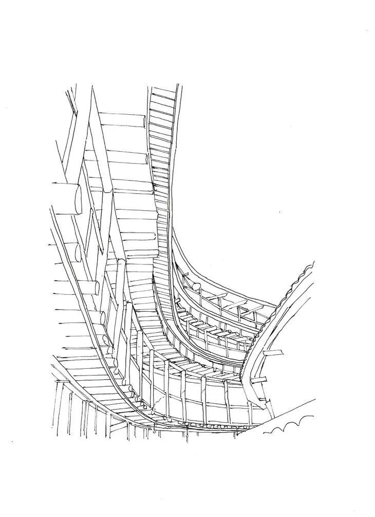 简易建筑钢笔画图片