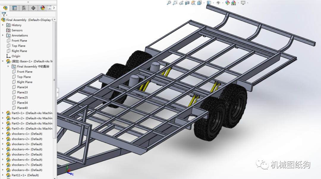 工程机械caravanchassis大篷车拖车底盘3d图纸solidworksstp