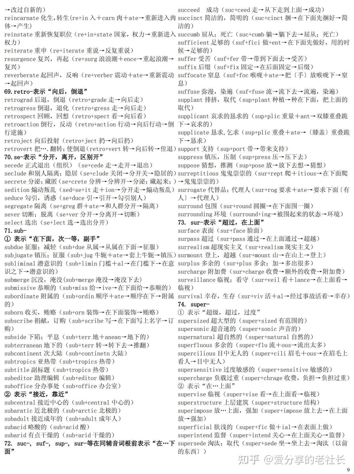 603個高中英語詞根詞綴迅速理解3500單詞不費勁高考速記