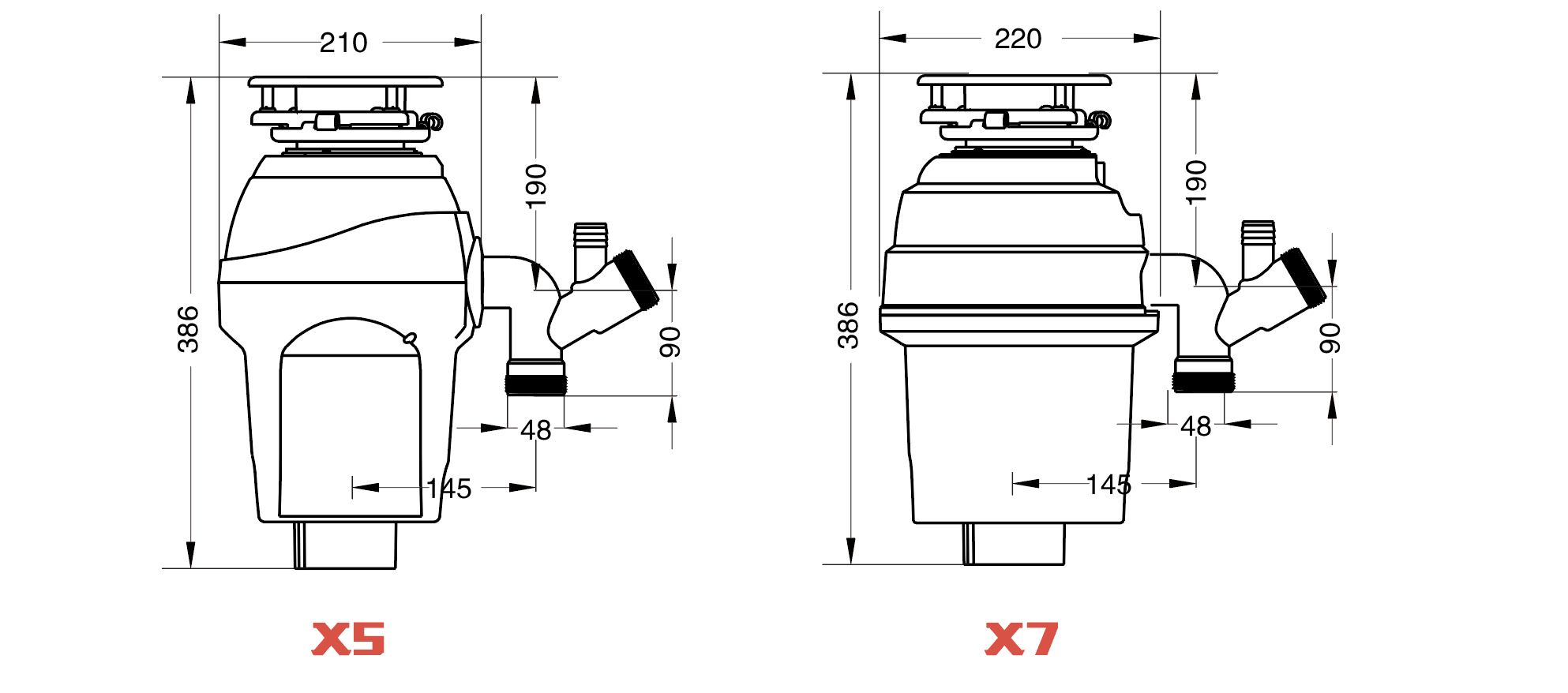外形尺寸| 产品参数65喜鹊智造60垃圾处理器 装箱清单转接头分