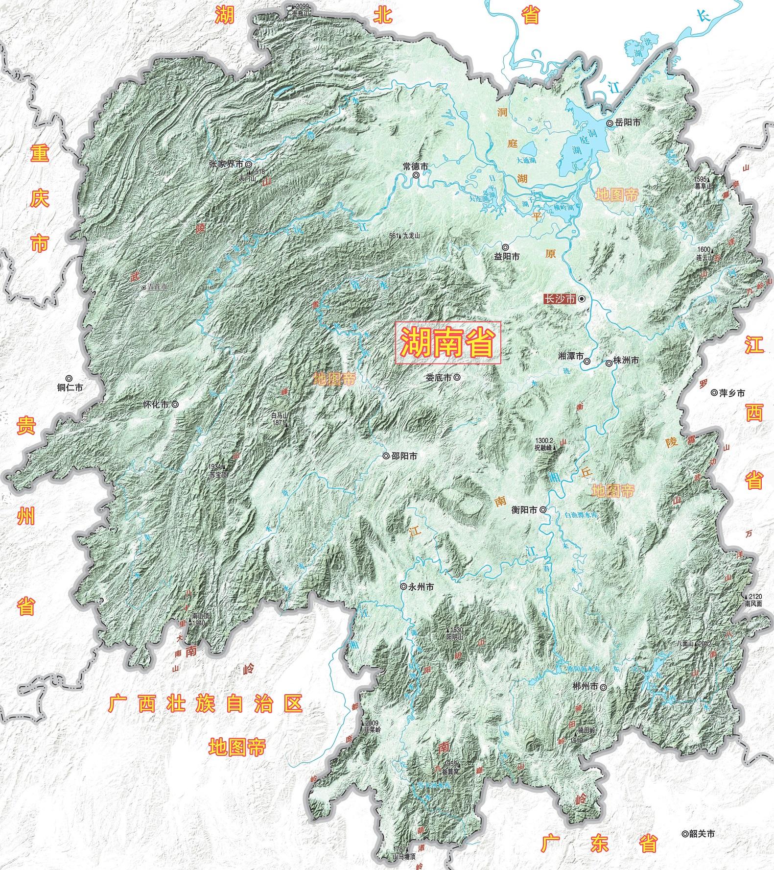 湖南省地形山脉图图片