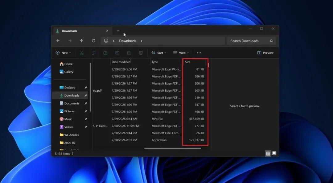 Windows 文件管理器更新,文件大小支支持显示 KB/MB/GB