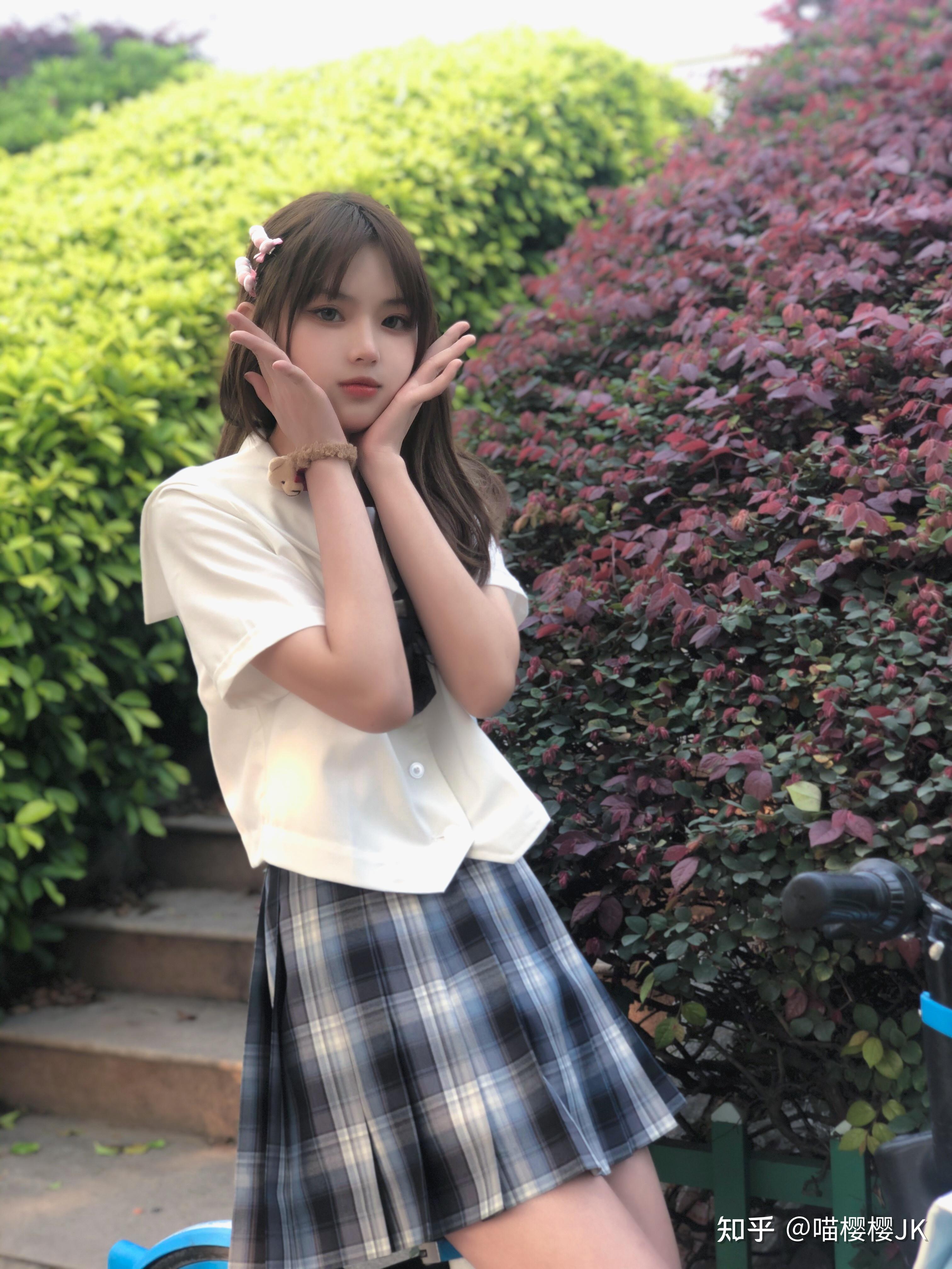 jk日常夏日校供青春感单车拍照