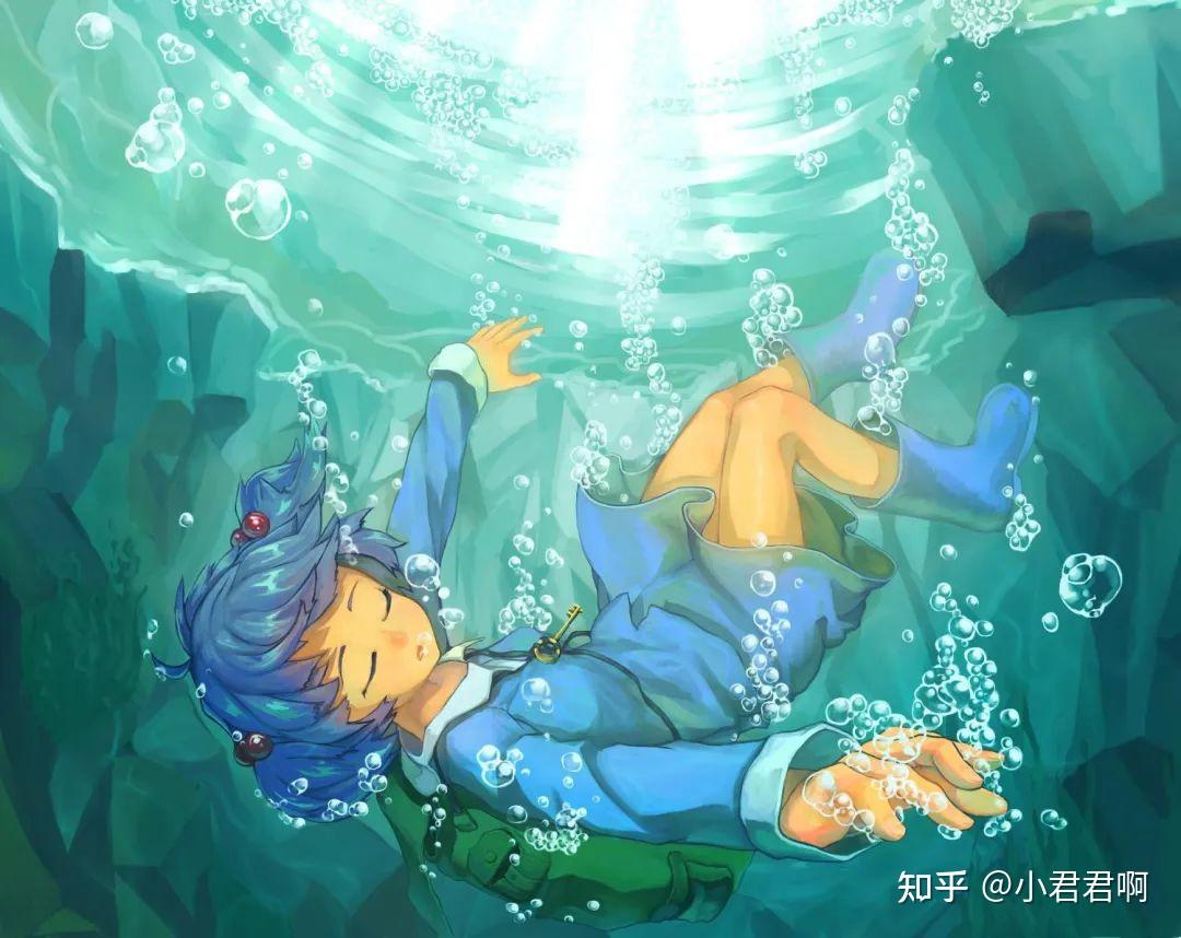 的感觉;头发的部分要保持柔软的动态;绘制出气泡,下潜时一般都会憋气