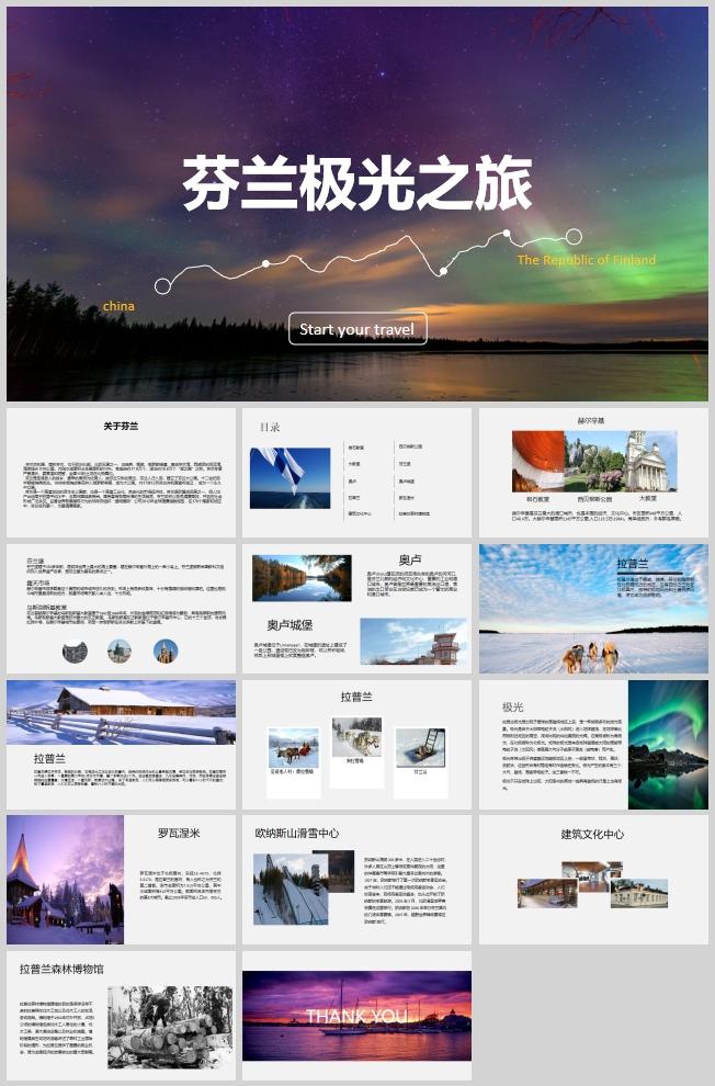 浪漫唯美芬兰极光之旅旅行摄影旅行日记相册纪念PPT模板 - 知乎