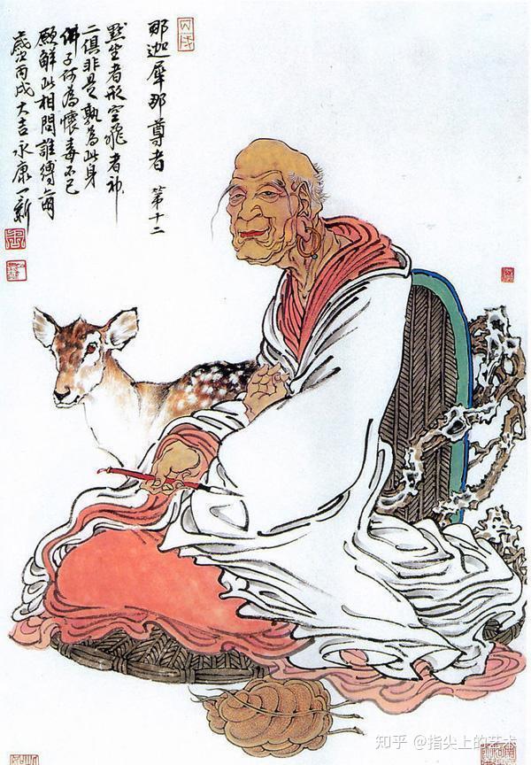 周一新绘画作品十八罗汉图