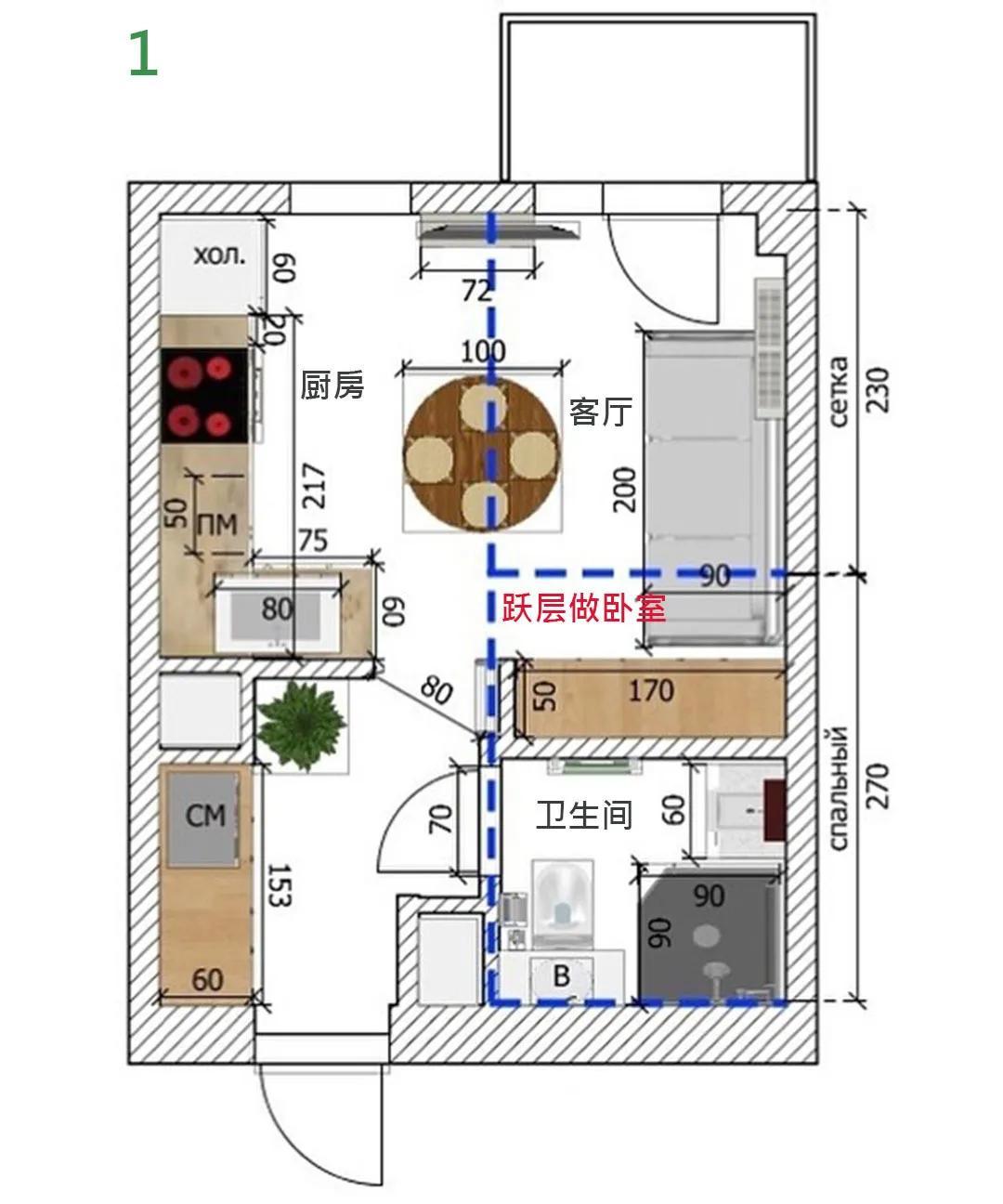 小户型平面布置这样设计,20㎡也能多一室:还附20张户型图改造,速收! - 知乎