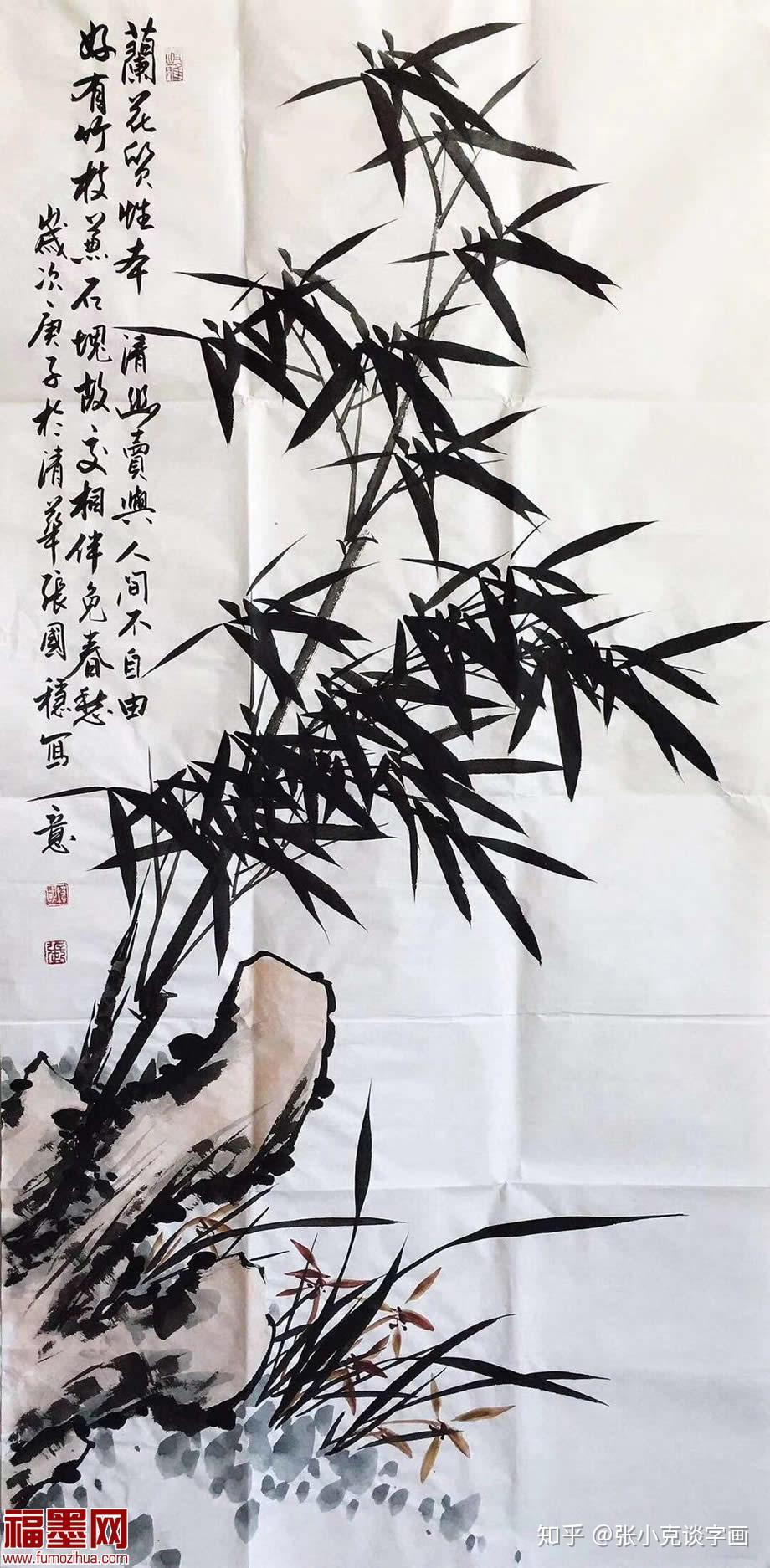 清华名家张国稳国画竹子姿态摇曳傲寒凌冬风雨晴雪各不相同