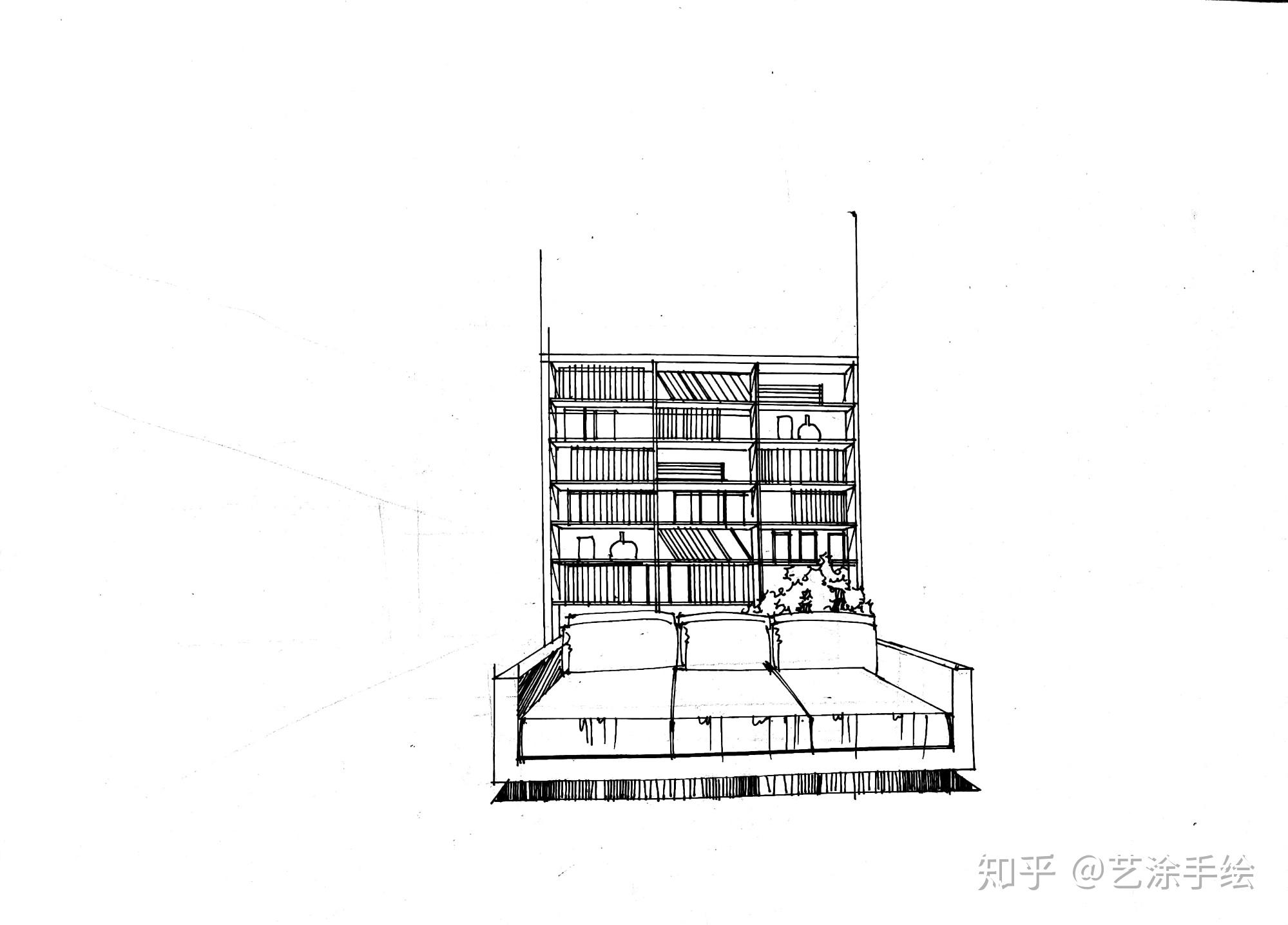 图书馆内部透视图手绘图片