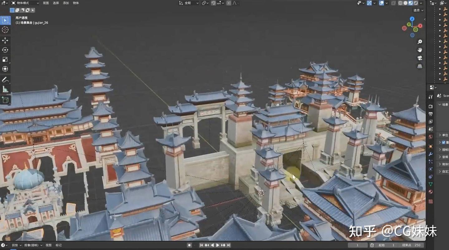 古风国风主题城楼建筑模型库下载,全3D可用 - 知乎