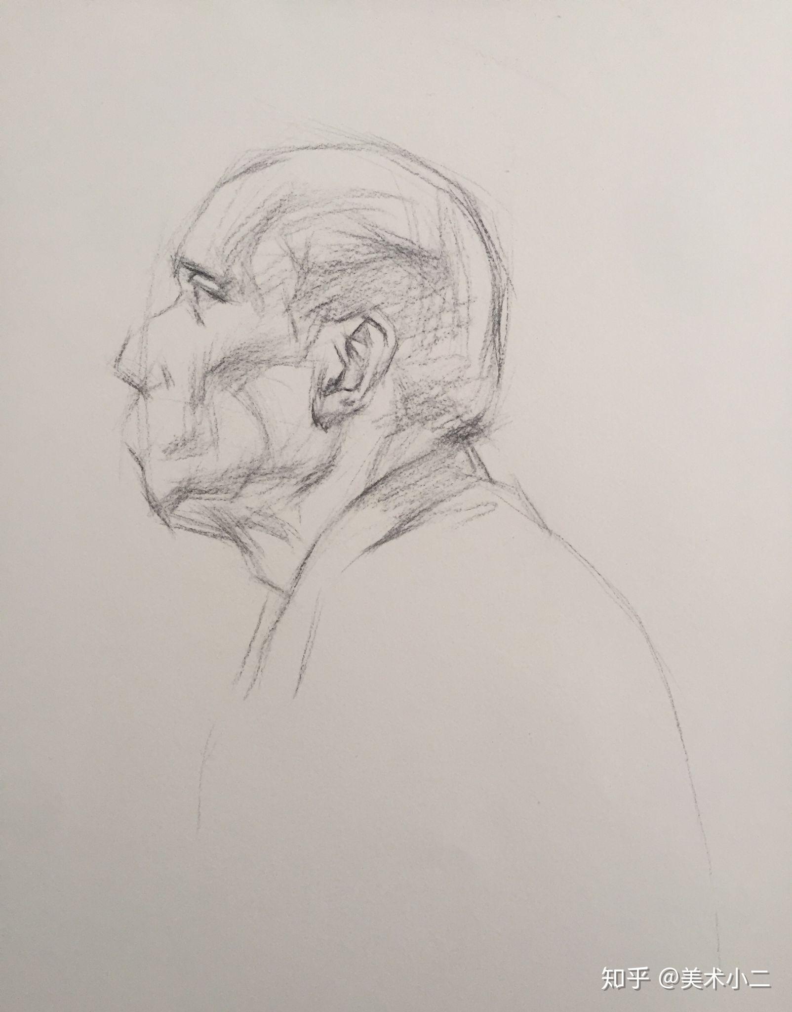 炭条画的几张步骤图