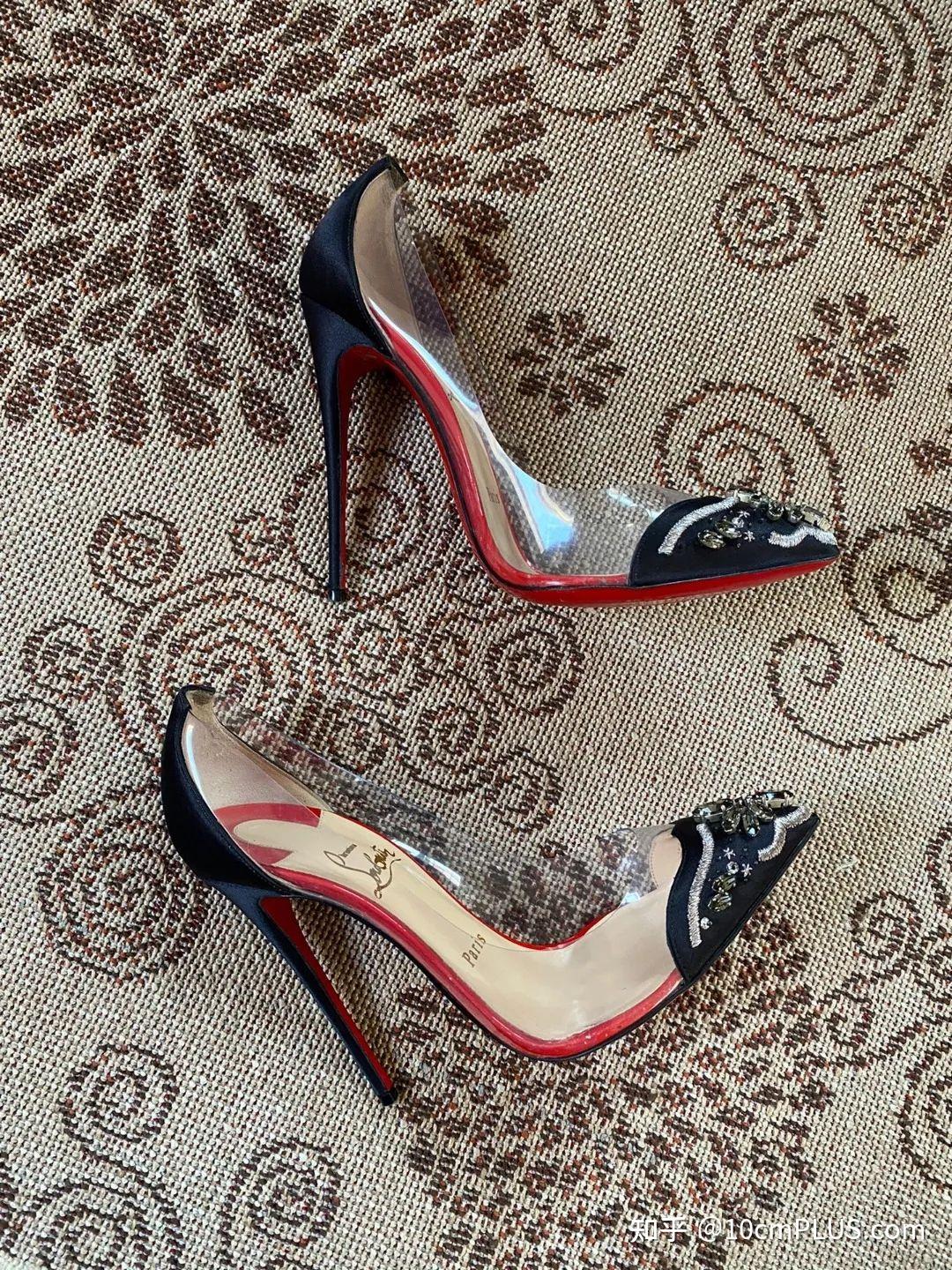 christianlouboutin红底鞋cl透明刺绣12cm