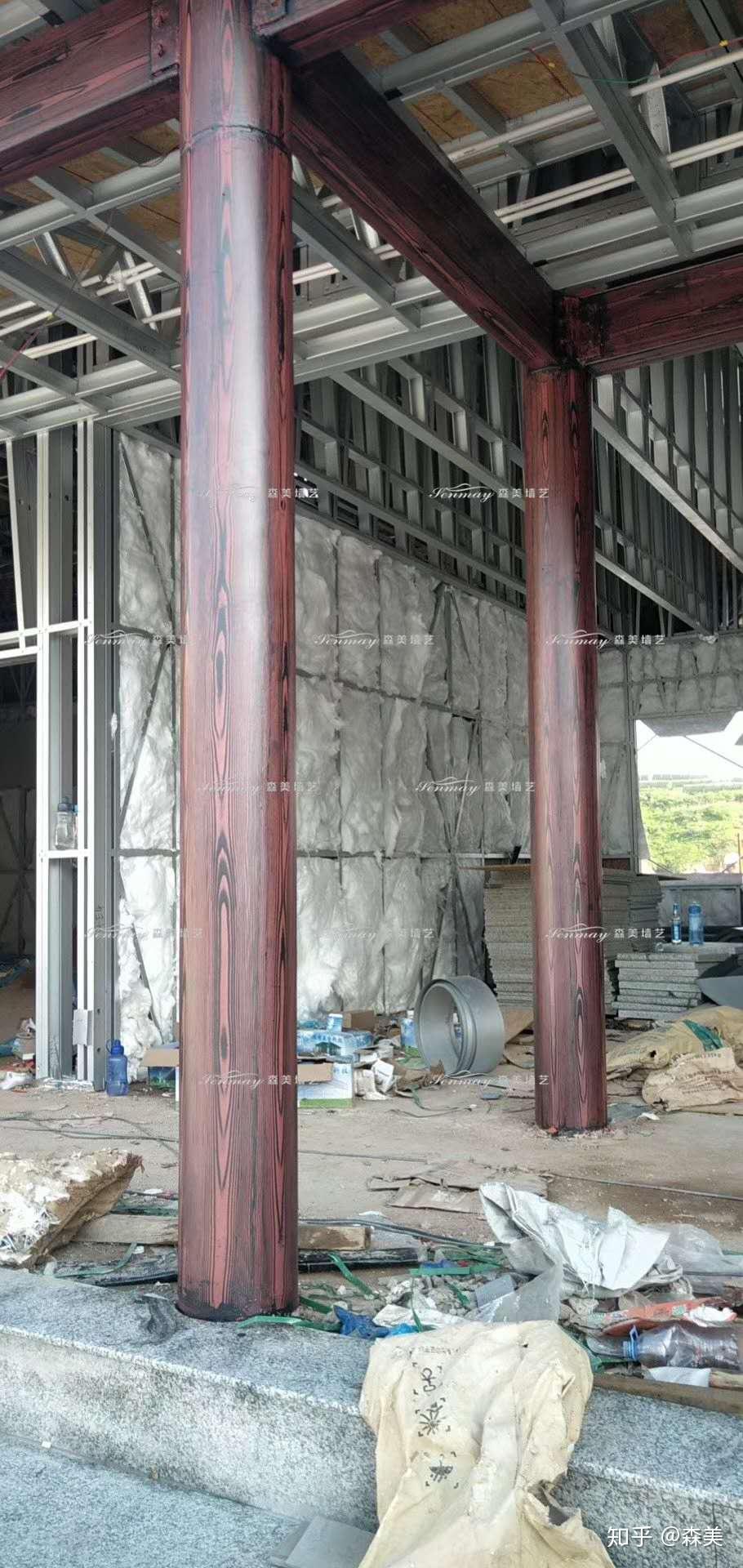 广东河源市木纹漆项目铁锈红仿古庭院首选色号,古典雅致中式风情