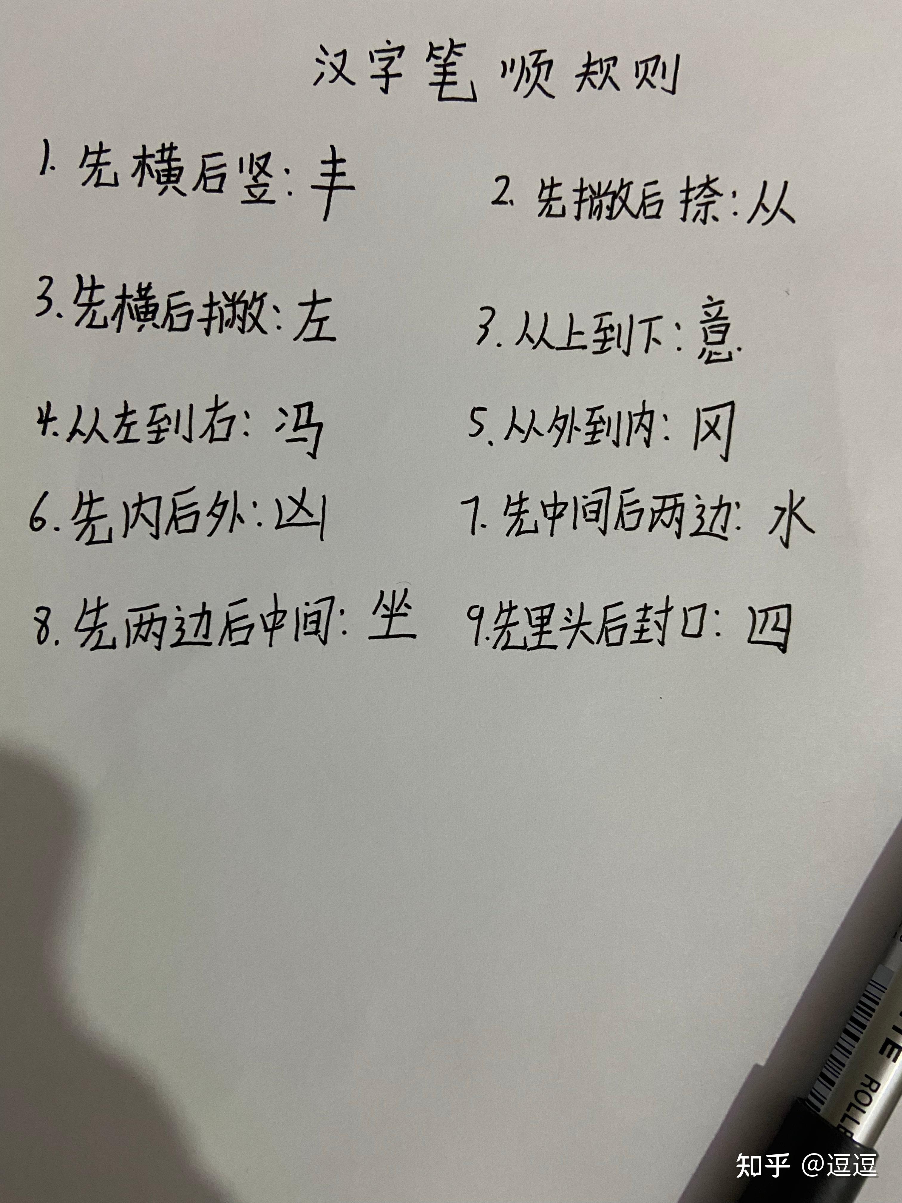 汉字笔顺规则 - 知乎