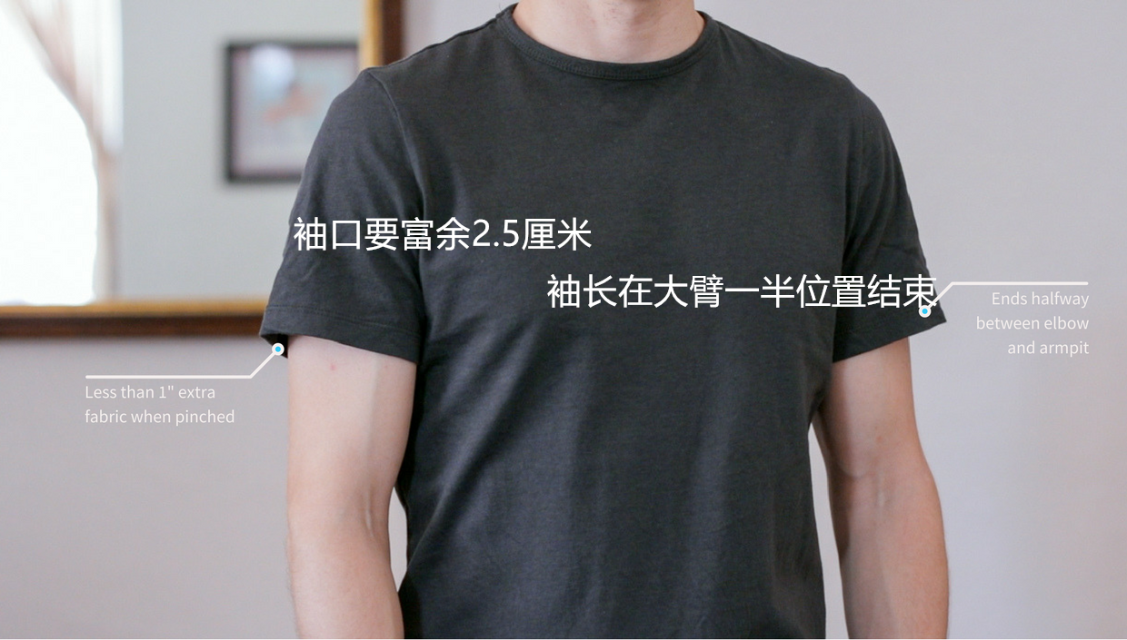 选择t恤四个最重要的方面:肩膀,袖子,躯干和长度.