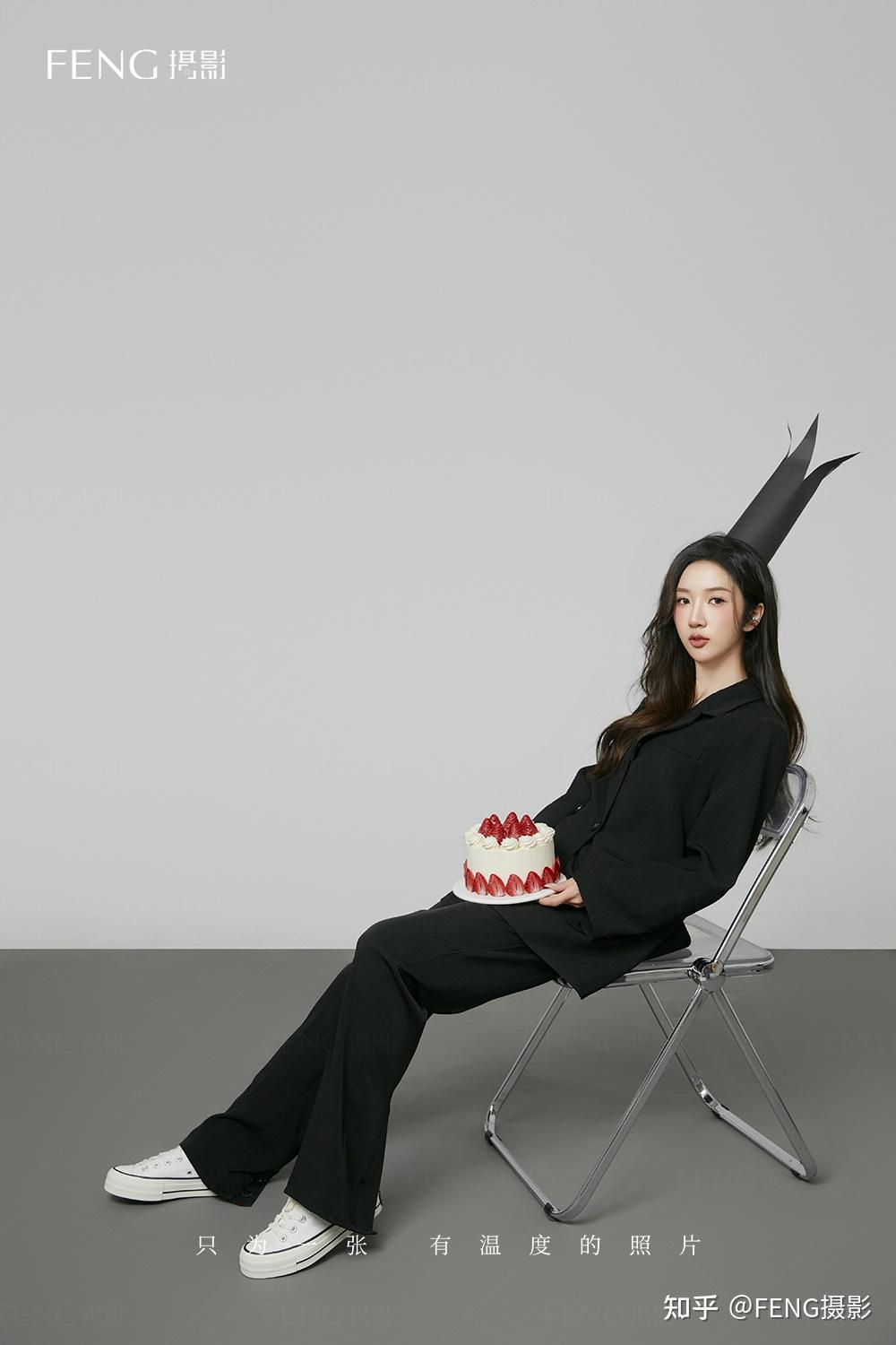 韩杂风黑西装生日写真做自己甜酷女孩