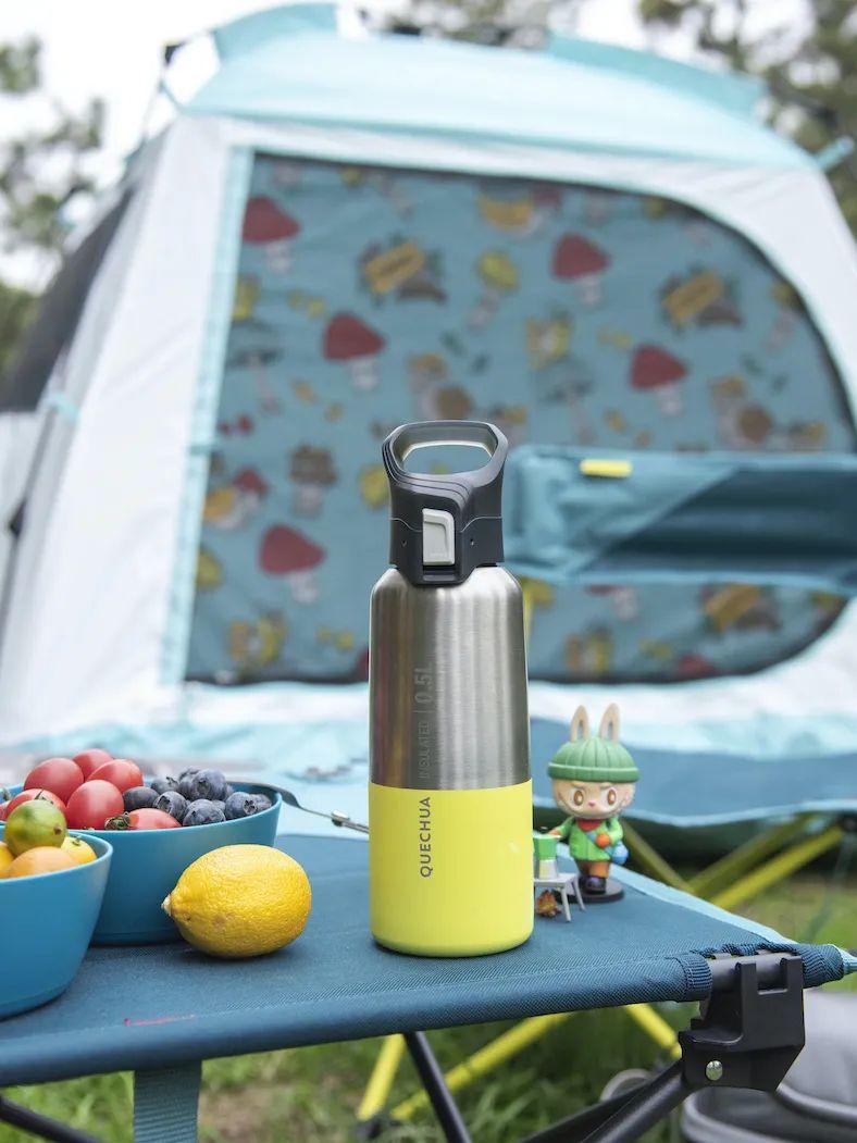 迪卡侬的徒步旅行保温水杯系列,所有都是中间为空气间隙,双层不锈钢