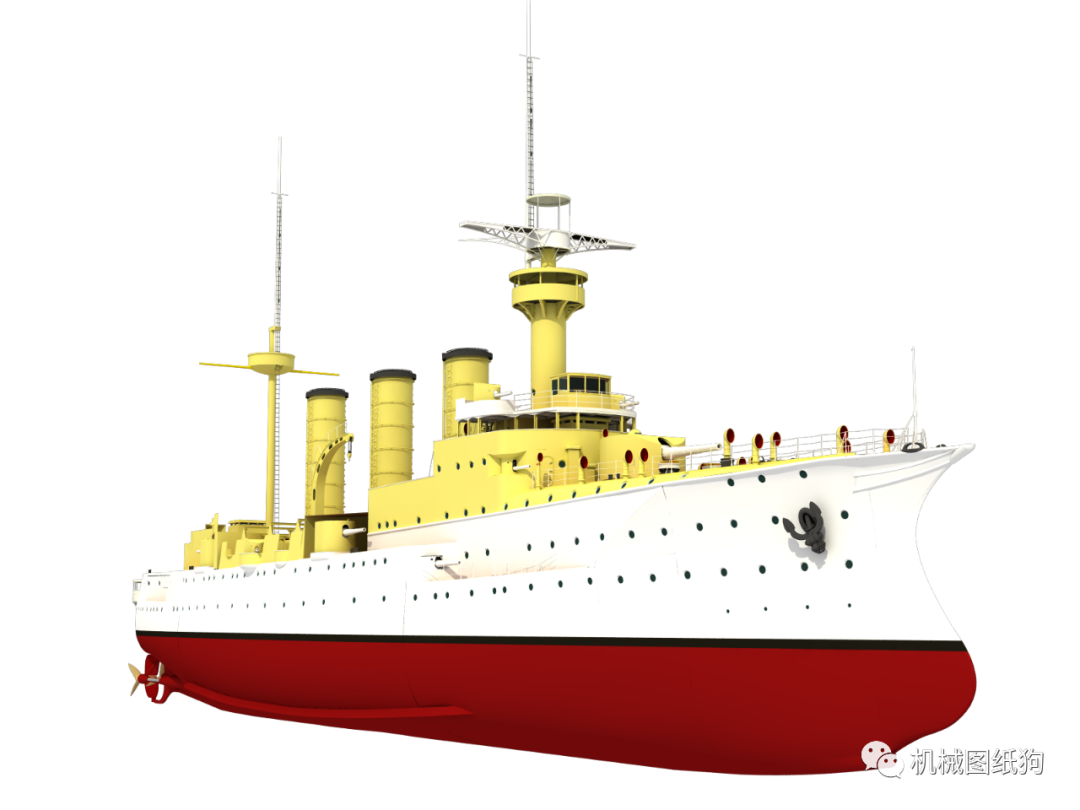 海洋船舶莱比锡号轻巡洋舰模型3d图纸rhino设计附stp