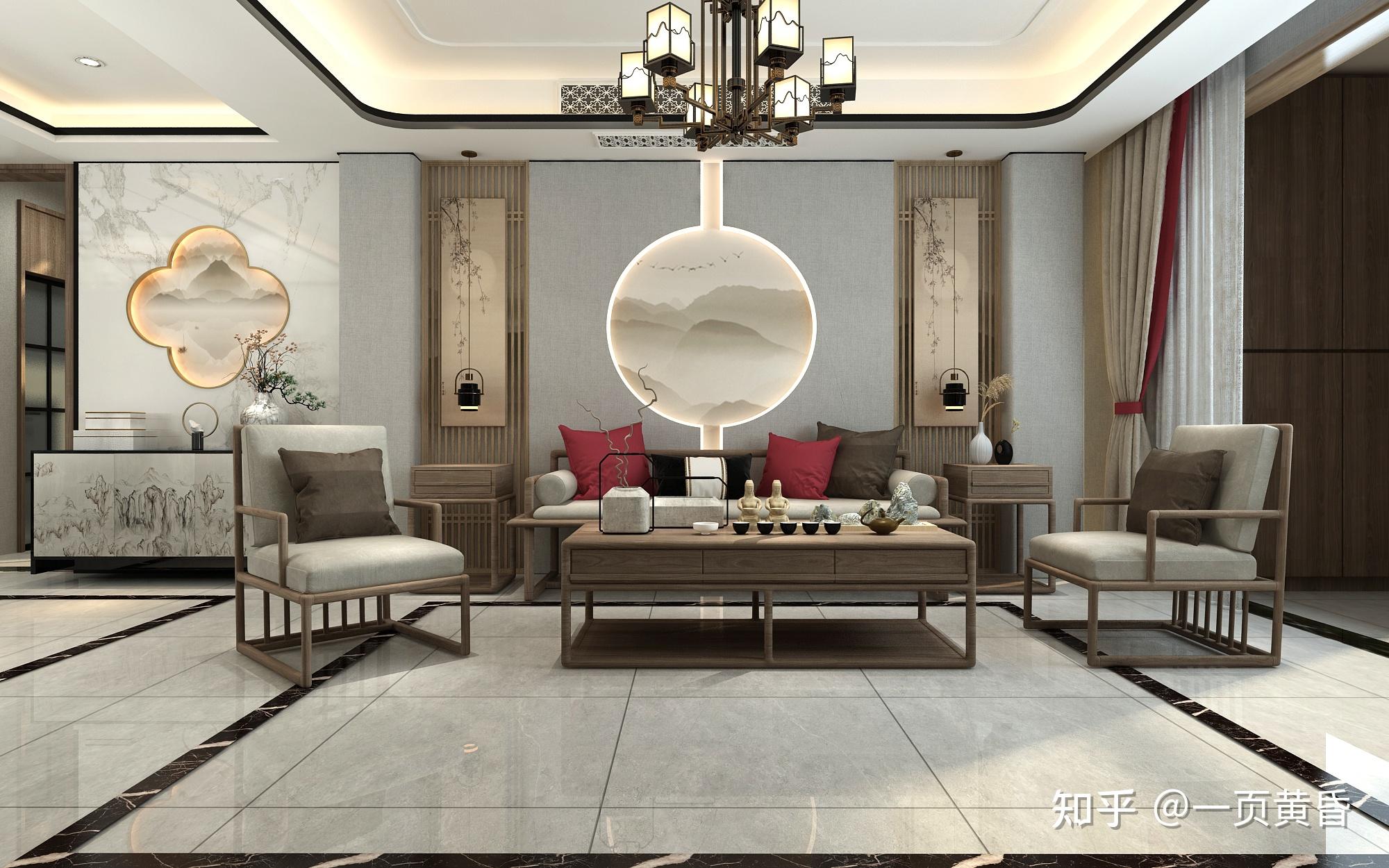 装修效果图|华都名晟160㎡新中式风格效果图,原木色精髓 - 知乎