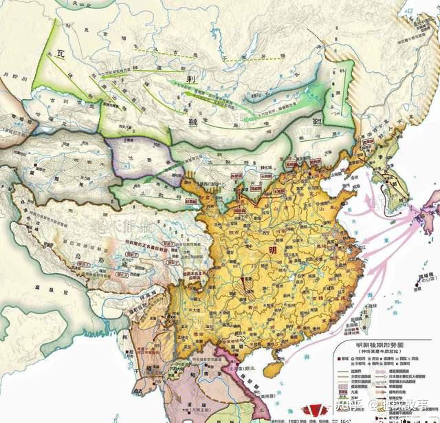 常见的不同版本的明朝疆域图,对比唐朝疆域的差异
