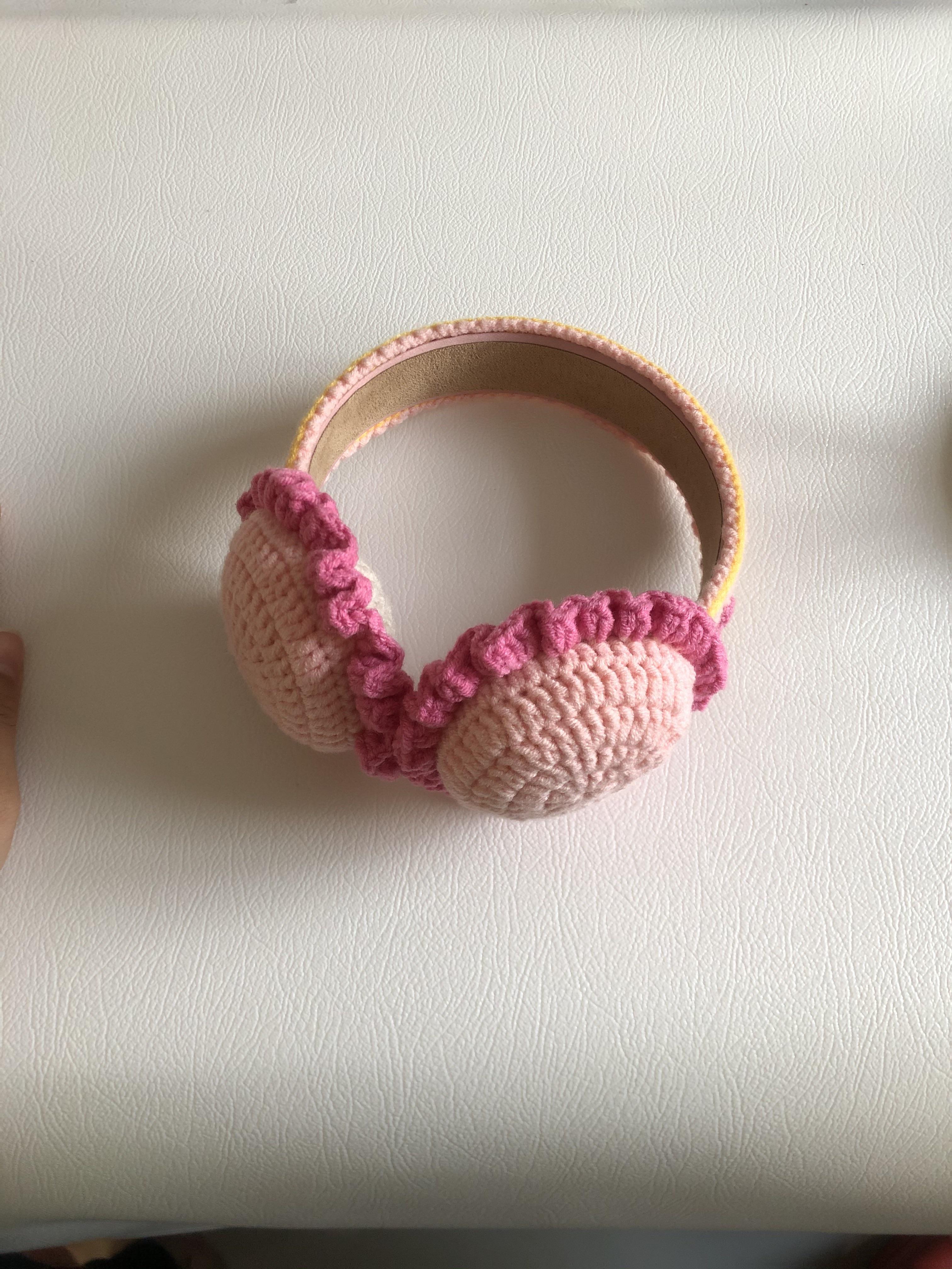 钩织教程3可爱花边保暖毛线耳罩帽子的钩针编织方法