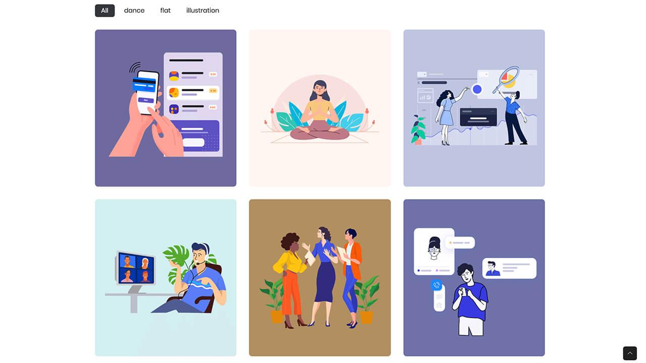 一个完全免费的手绘矢量插画资源