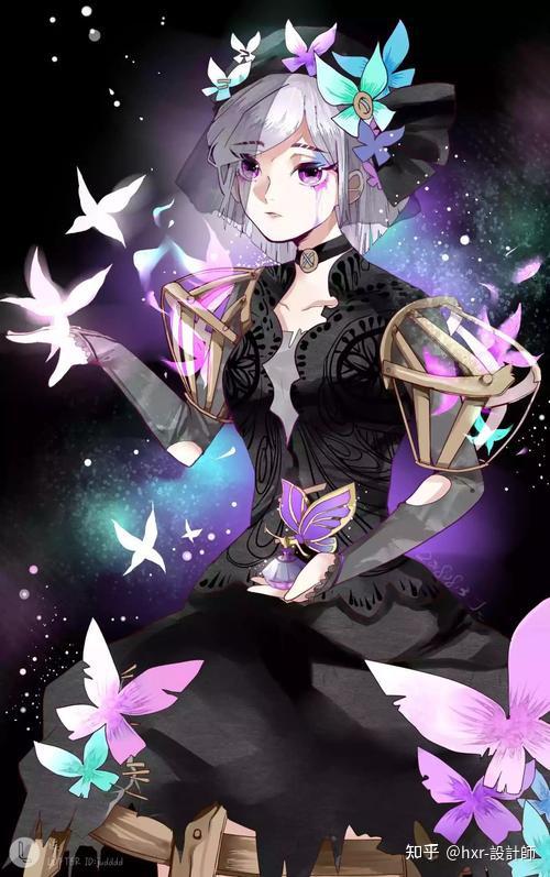 第五人格红蝶十三娘插画设计分享|扇子|道具|美人相|旗袍