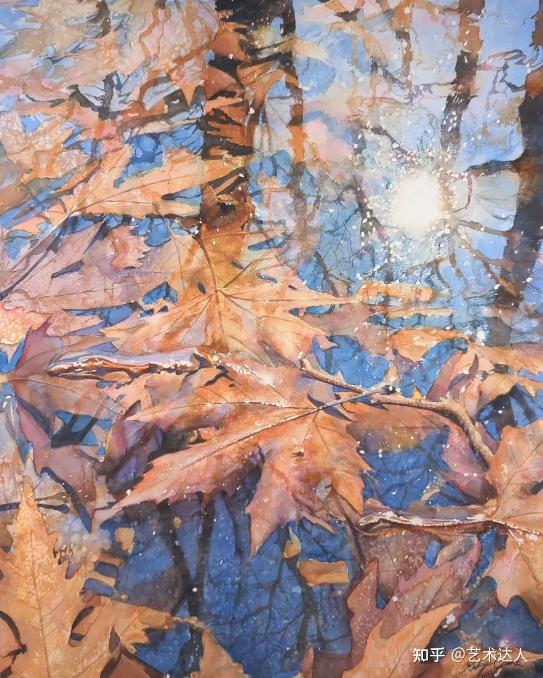 这才配叫水彩画,她的一幅水中倒影画,让人直呼不可思议