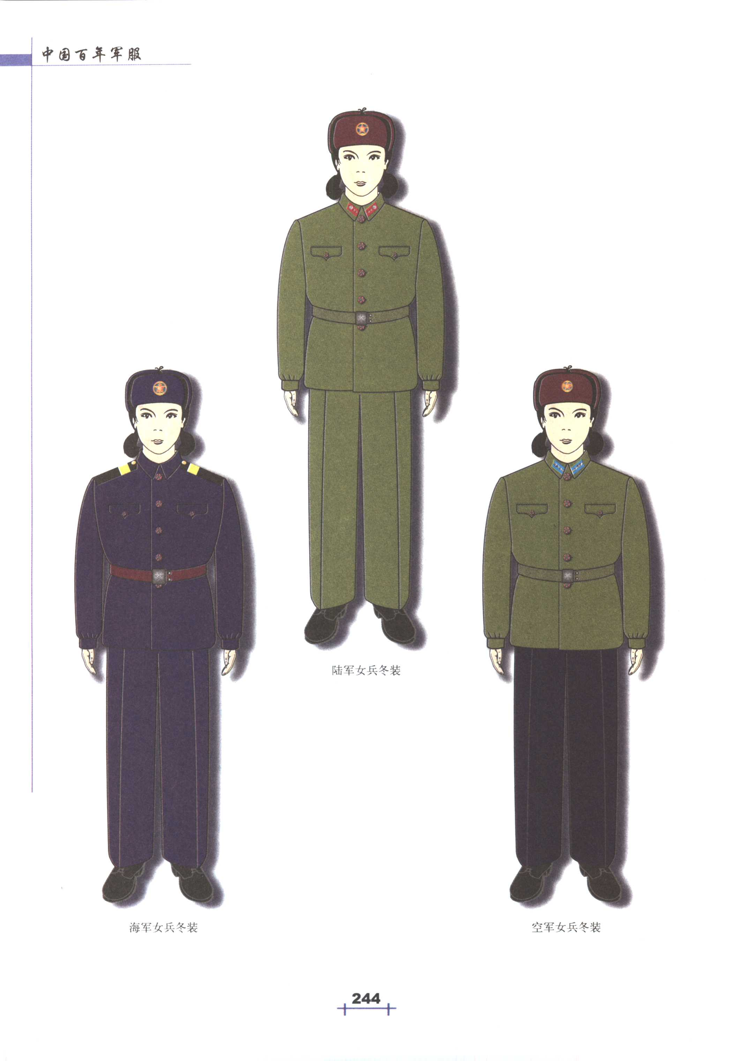 中国百年军服(5-8)55式军服(1955~1965年)⑦士兵常服、女兵军服 - 知乎