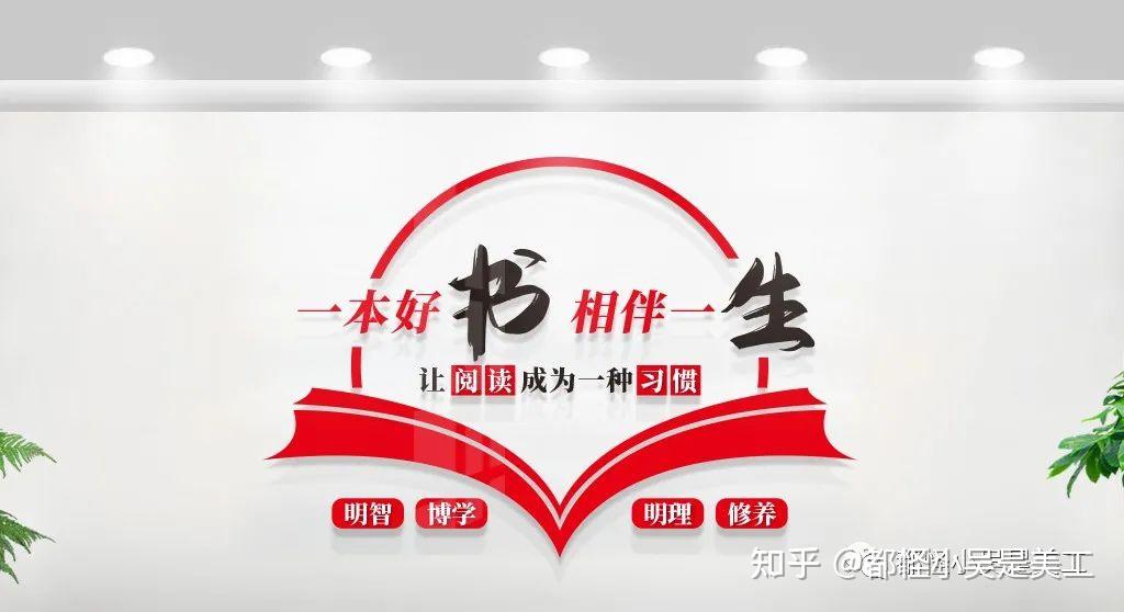 图书馆阅览室学校校园文化墙设计效果图