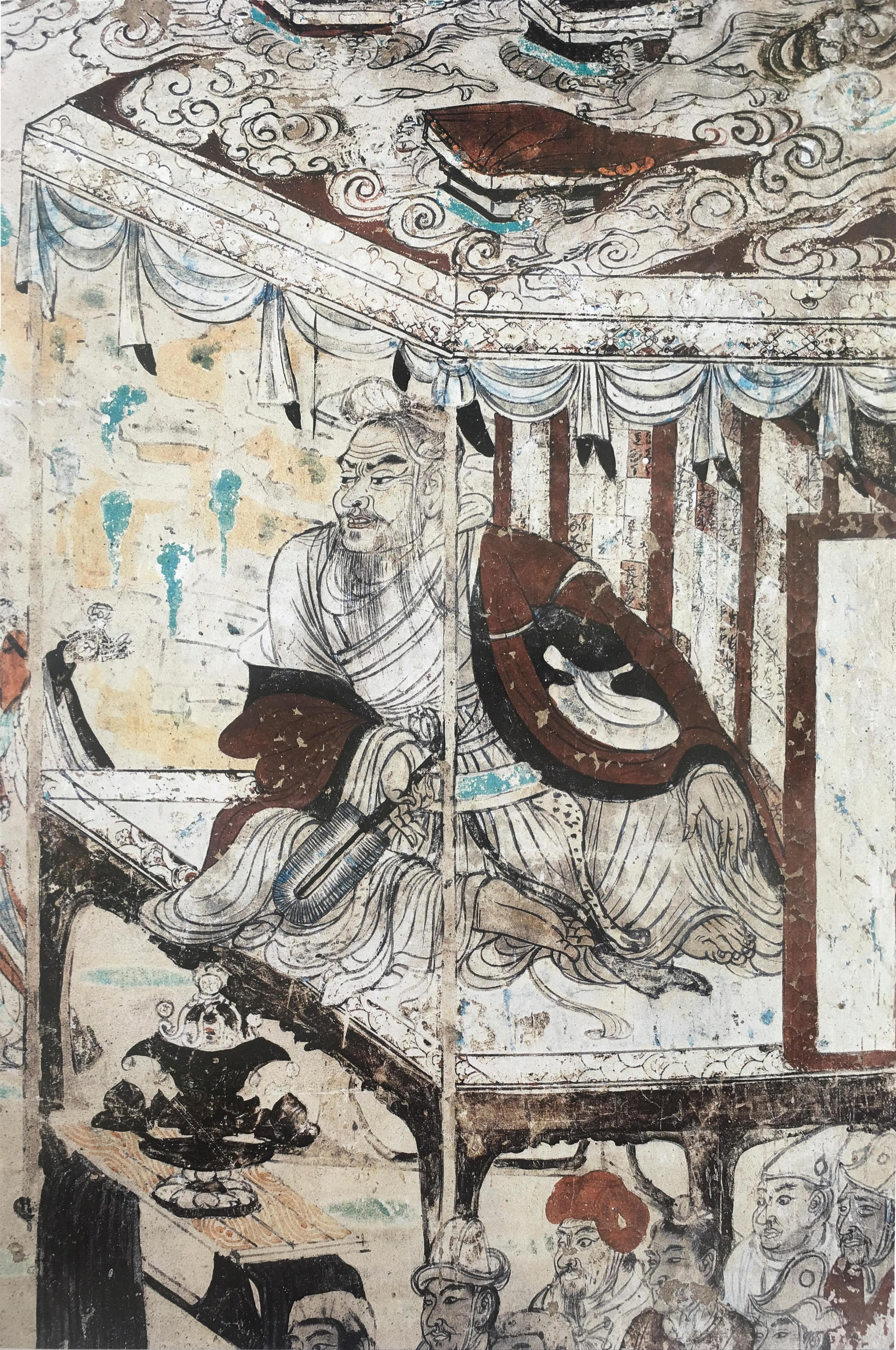 神游千年大美敦煌盛唐103窟线描至圣吴道子健朗风格的维摩诘青山佛旅