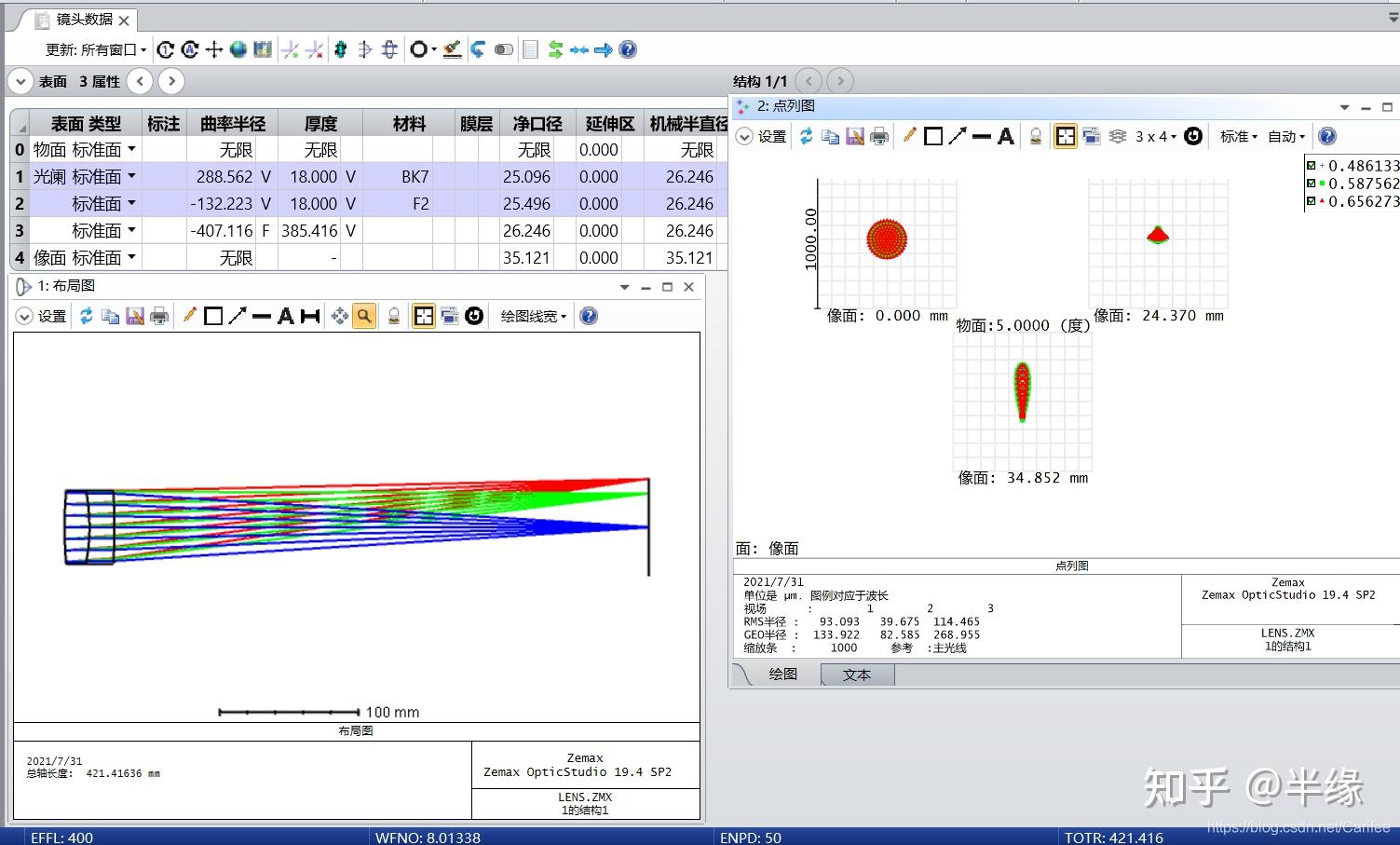 zemax学习笔记(9)- 双胶合透镜消除色差的实例