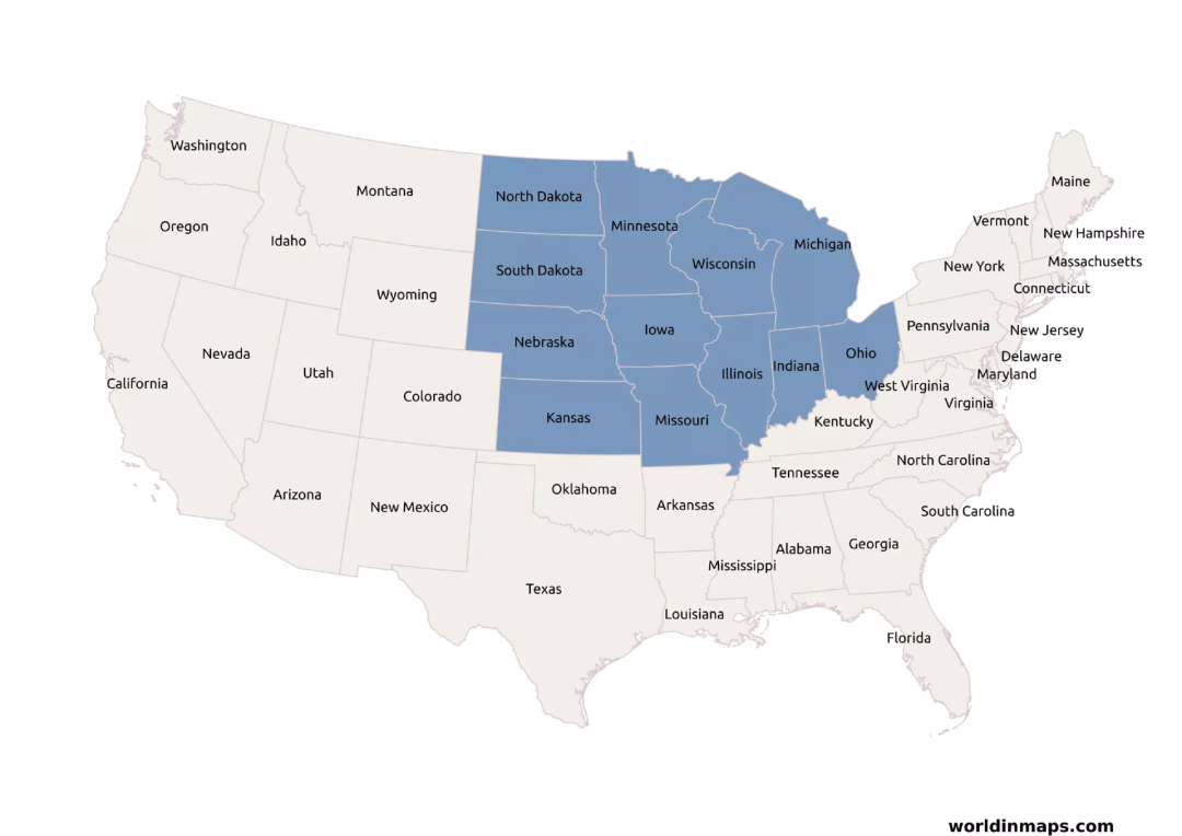 威斯康星州地图位置图片