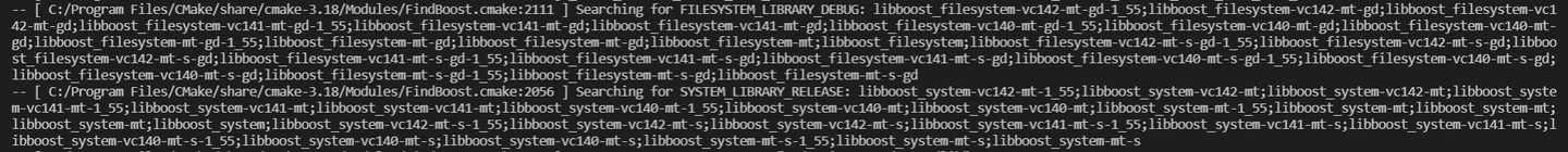 Could NOT find Boost (missing: filesystem system) (found version "x.xx ...