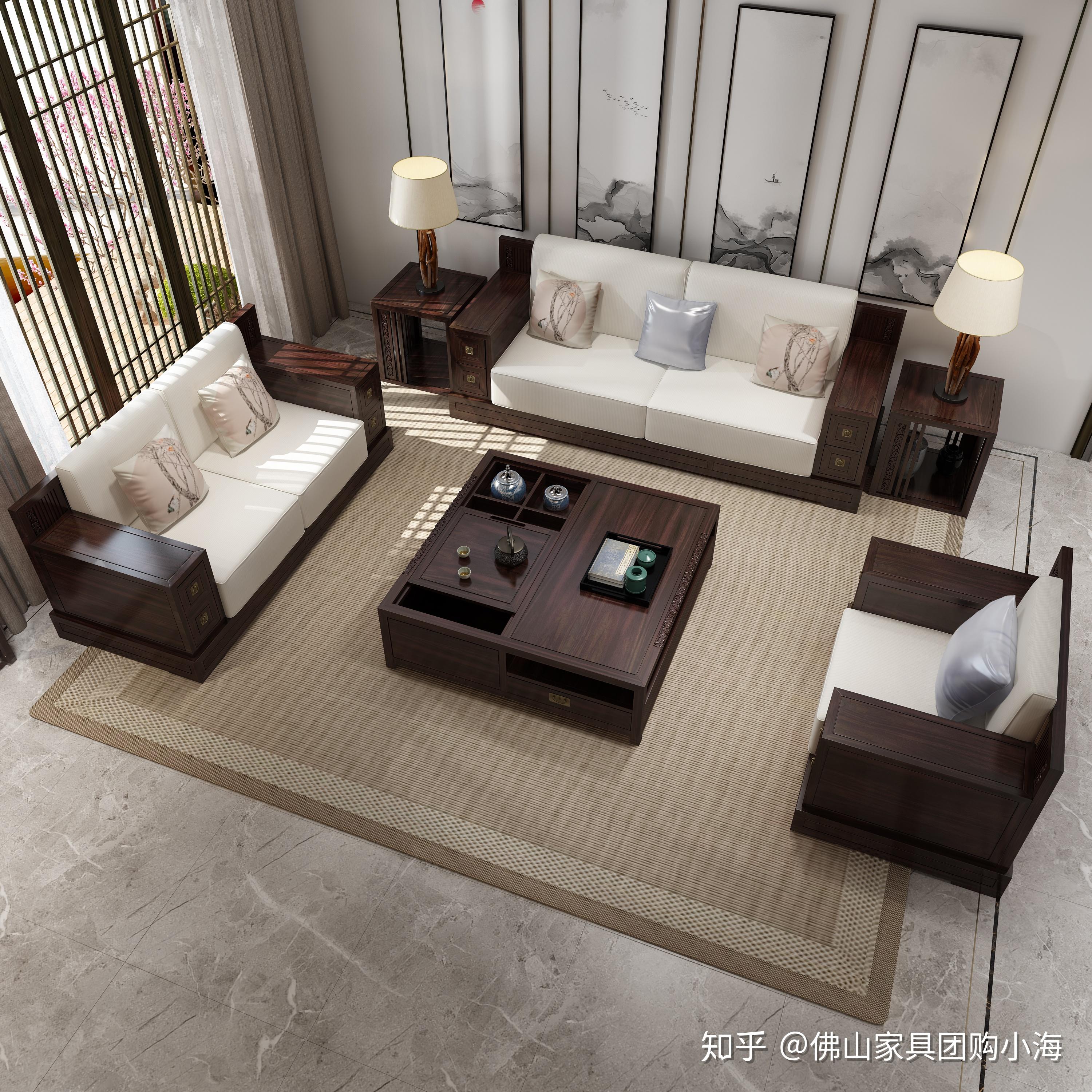 佛山买家具攻略之新中式沙发如何搭配?看这里一目了然!