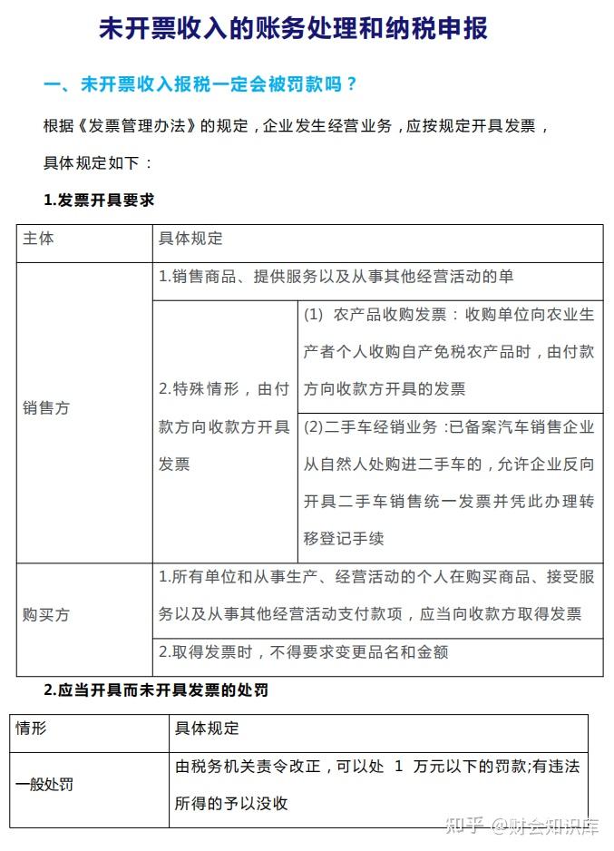 头次见有人把无票收入的会计处理和税务处理讲透彻，建议人手一份 - 知乎