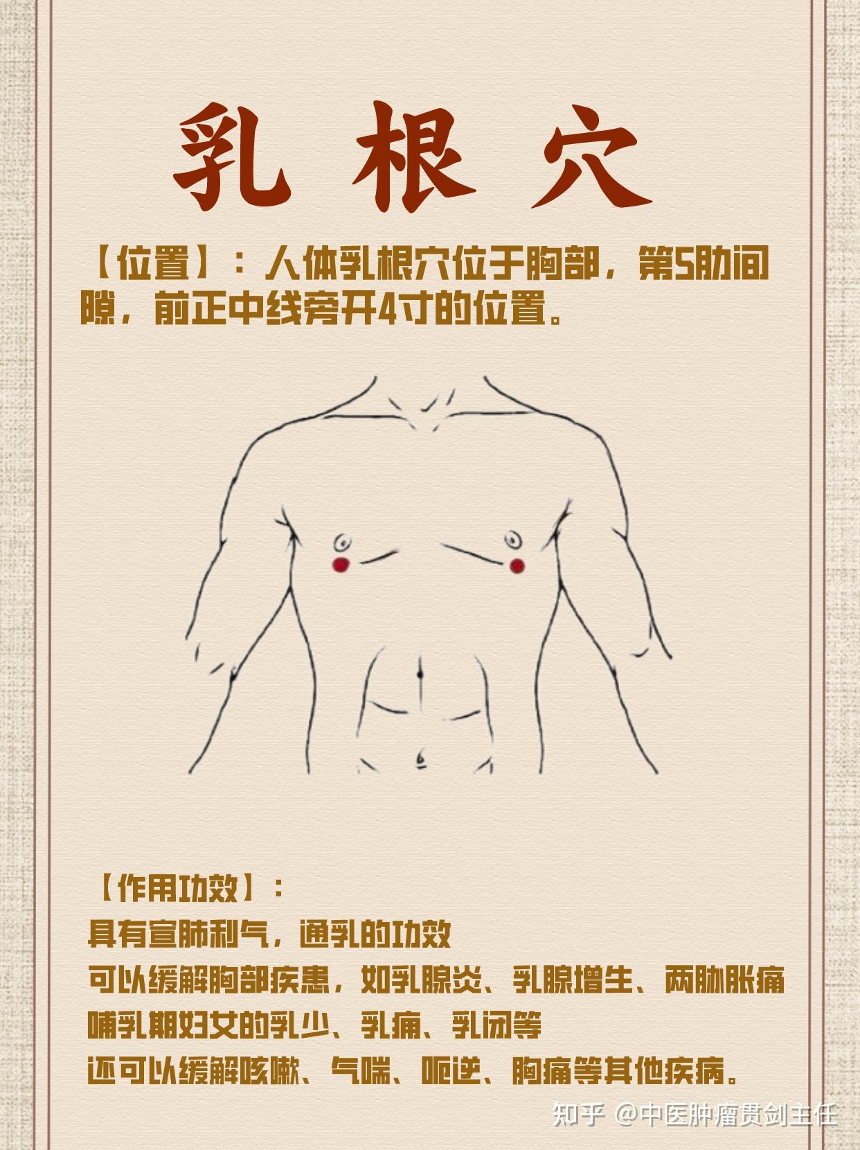 【位置】:人体乳根穴位于胸部,第5肋间隙,前正中线旁开4寸的位置