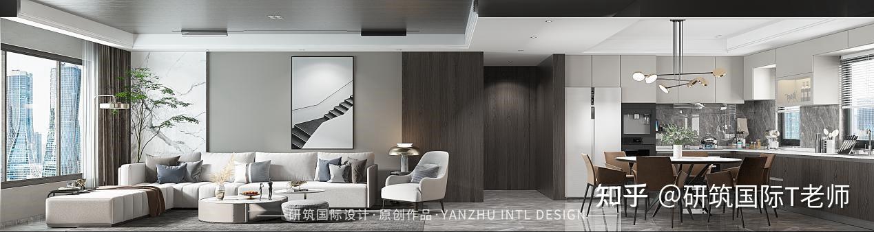 120㎡现代简约三口之家｜调整布局 满足一家三口学习和工作的需求 - 知乎