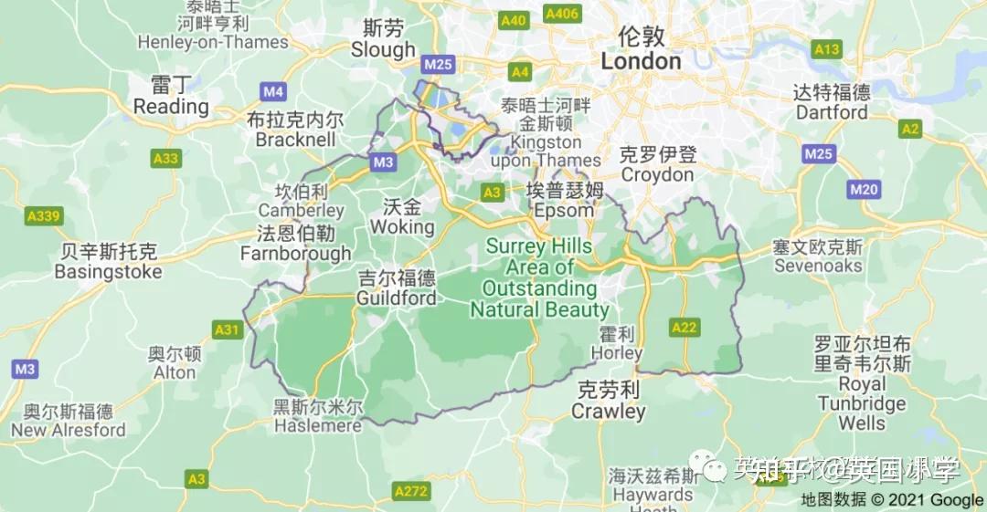 这里还有萨里山杰出自然风景区(surrey hills area of outstanding