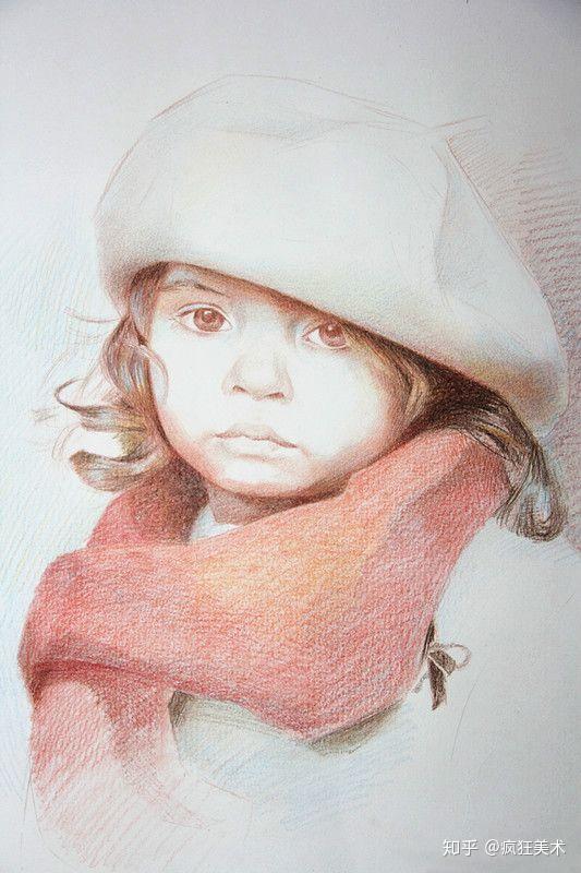 (艺考生必看)【素描】戴帽子小女孩肖像彩色铅笔画绘画步骤