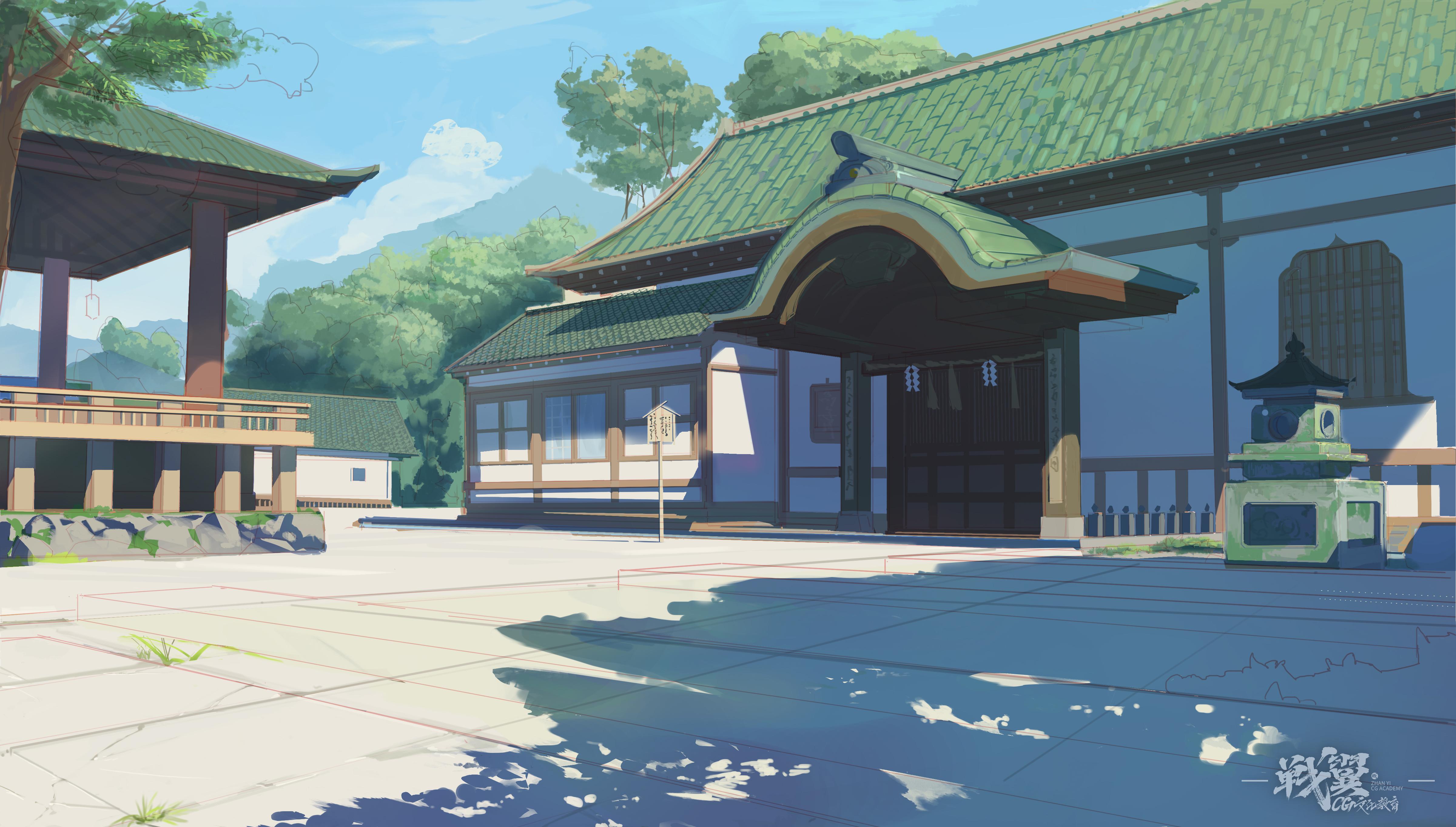 绘画教程7步画出一副日系场景插画