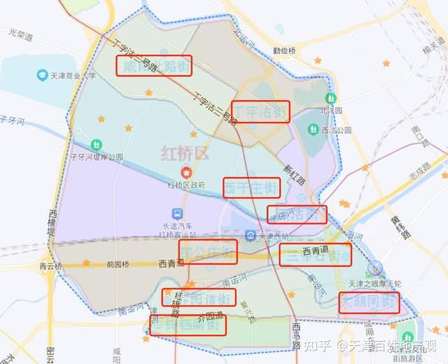 天津红桥区街道划分图图片