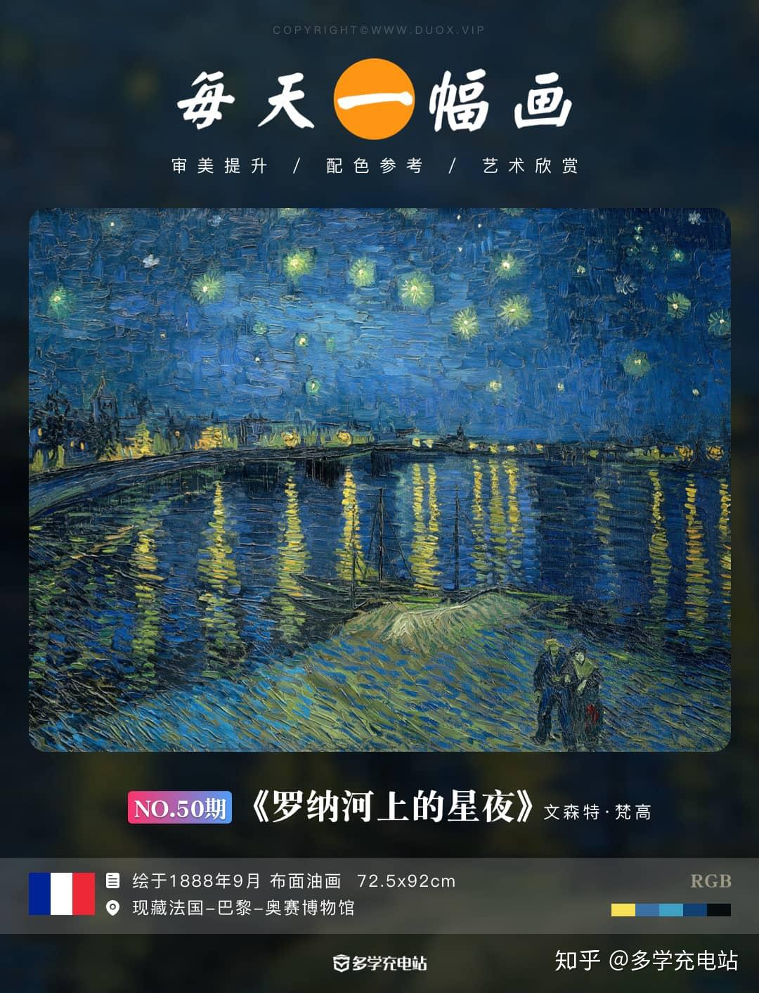 每日一画｜《罗纳河上的星夜》1888年9月 梵高 赏析 - 知乎