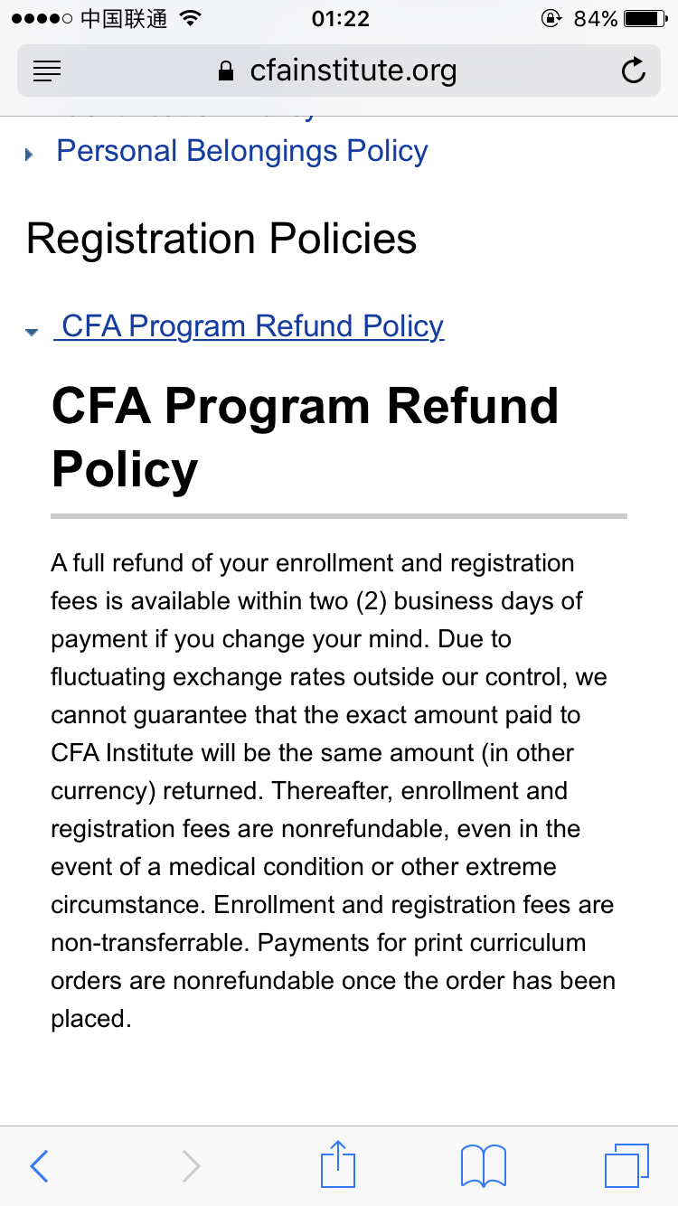 cfa的refund policy,电子书的费用也可以refund吗
