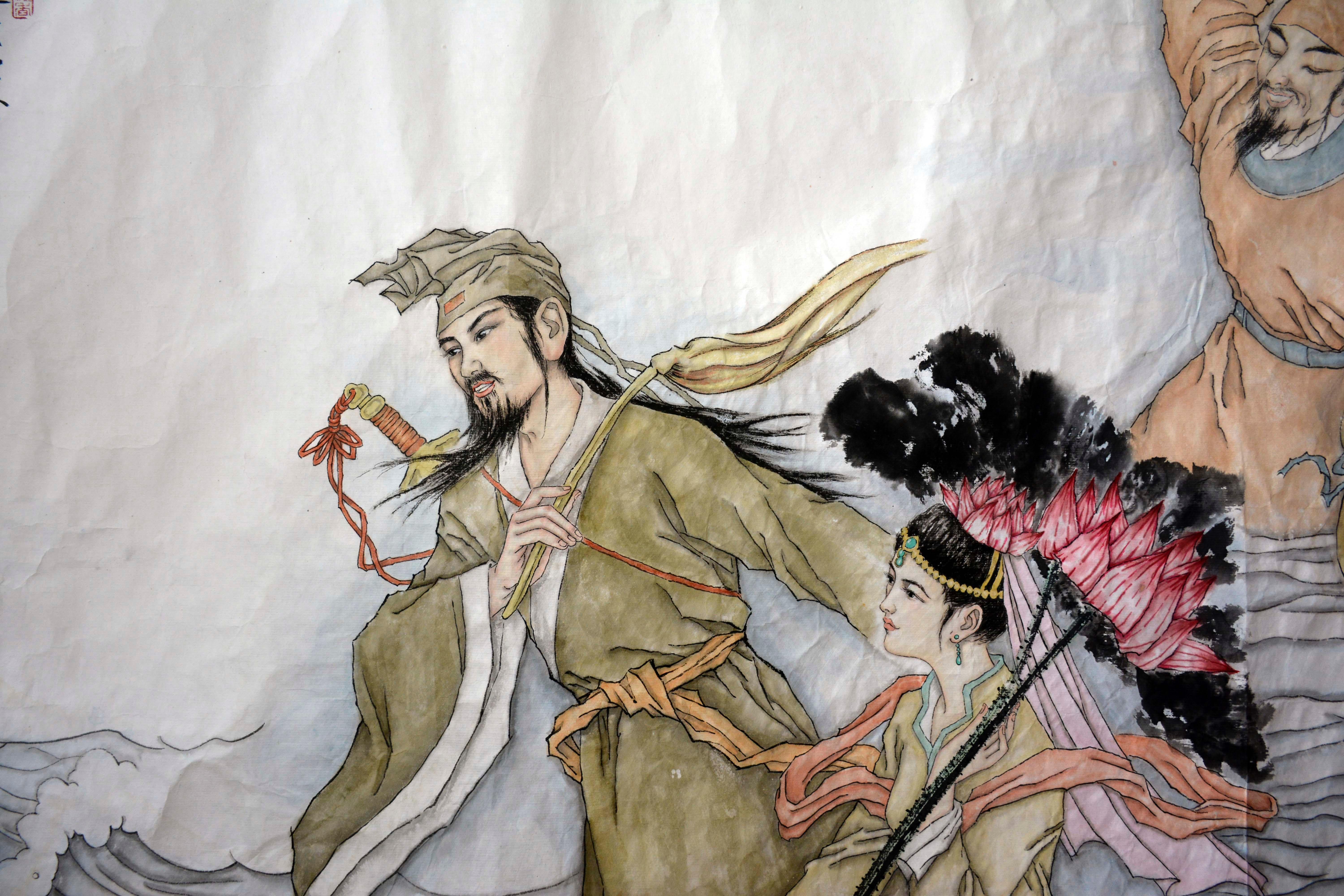 温素洁新作品《八仙过海》国画 艺术 中国画 人物画 收藏 画家