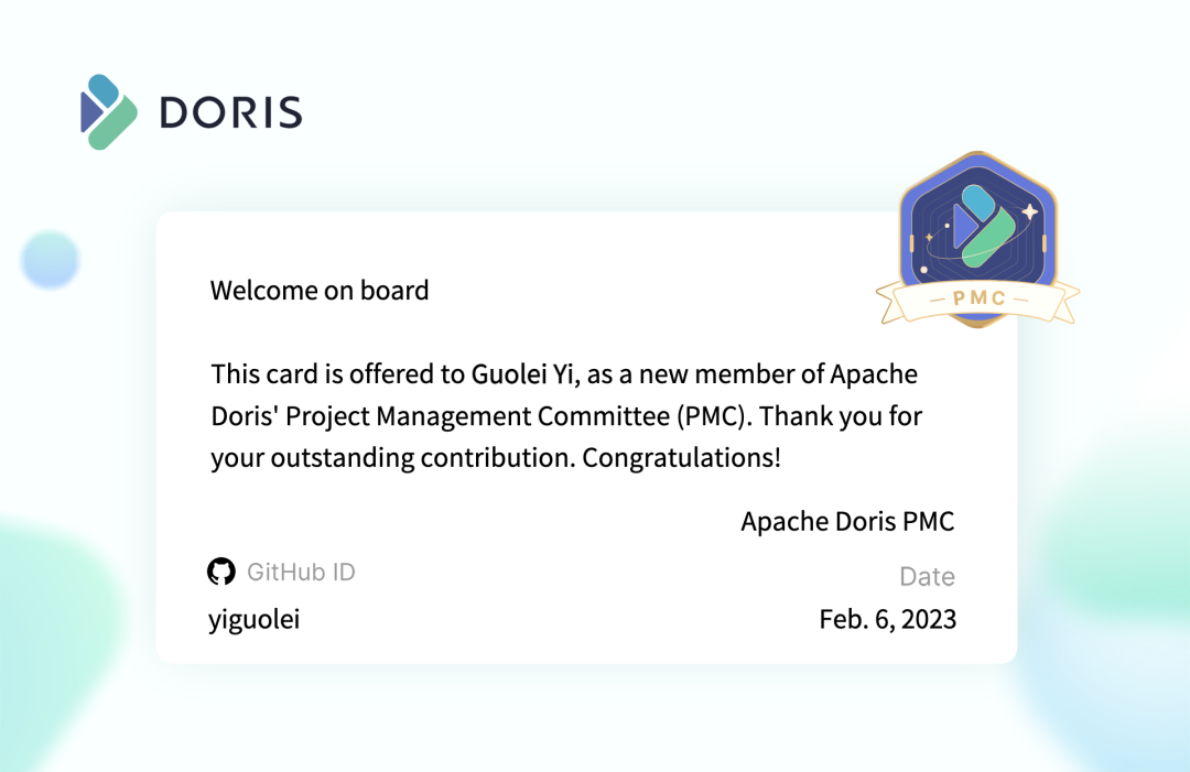 恭喜！ SelectDB 五位开发者成为 Apache Doris 新晋 PMC 成员和 Committer！ - 知乎