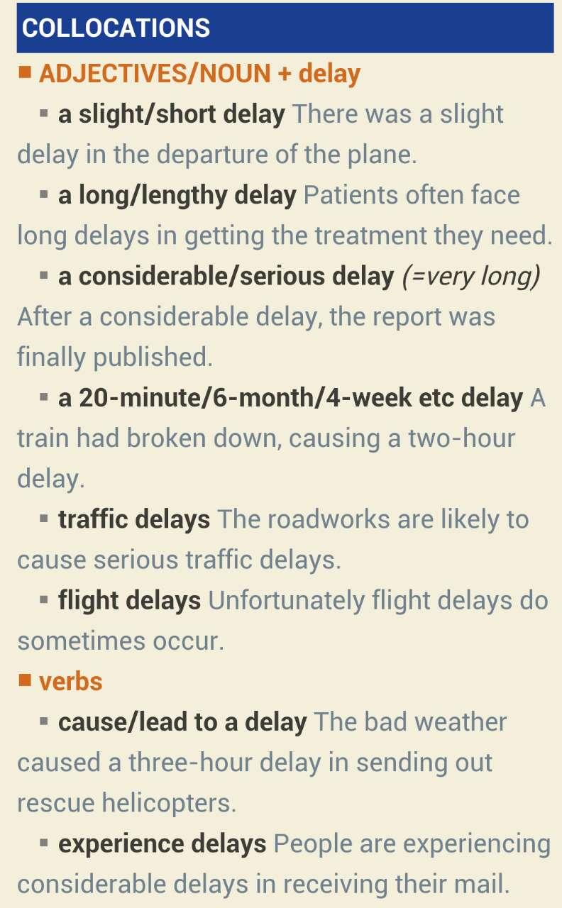 列出了与delay意思相近的单词:postpone,put off,hold off,defer
